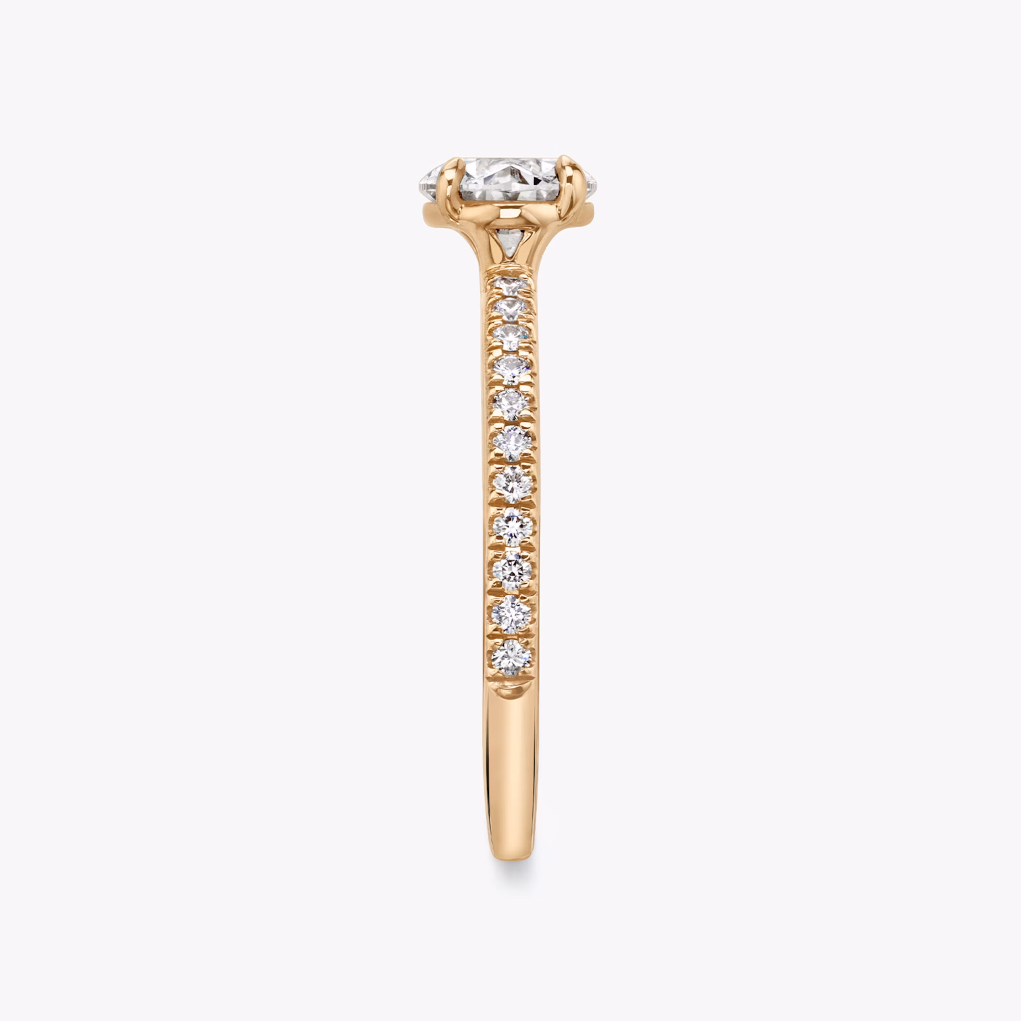 The Signature | Oval | 14k | Rose Gold | bandAccent: Pavé | bandWidth: standard | diamondOrientation: horizontal | hiddenHalo: no | caratWeight: other