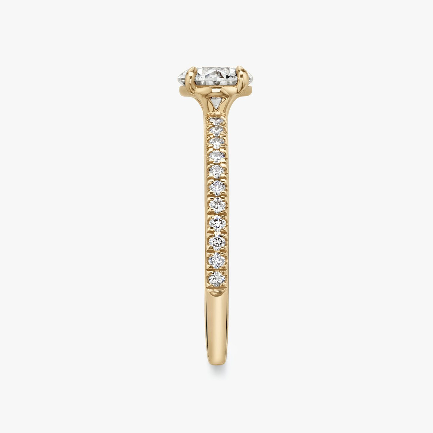The Signature | Oval | 14k | Rose Gold | bandAccent: Pavé | bandWidth: standard | diamondOrientation: horizontal | hiddenHalo: no | caratWeight: other