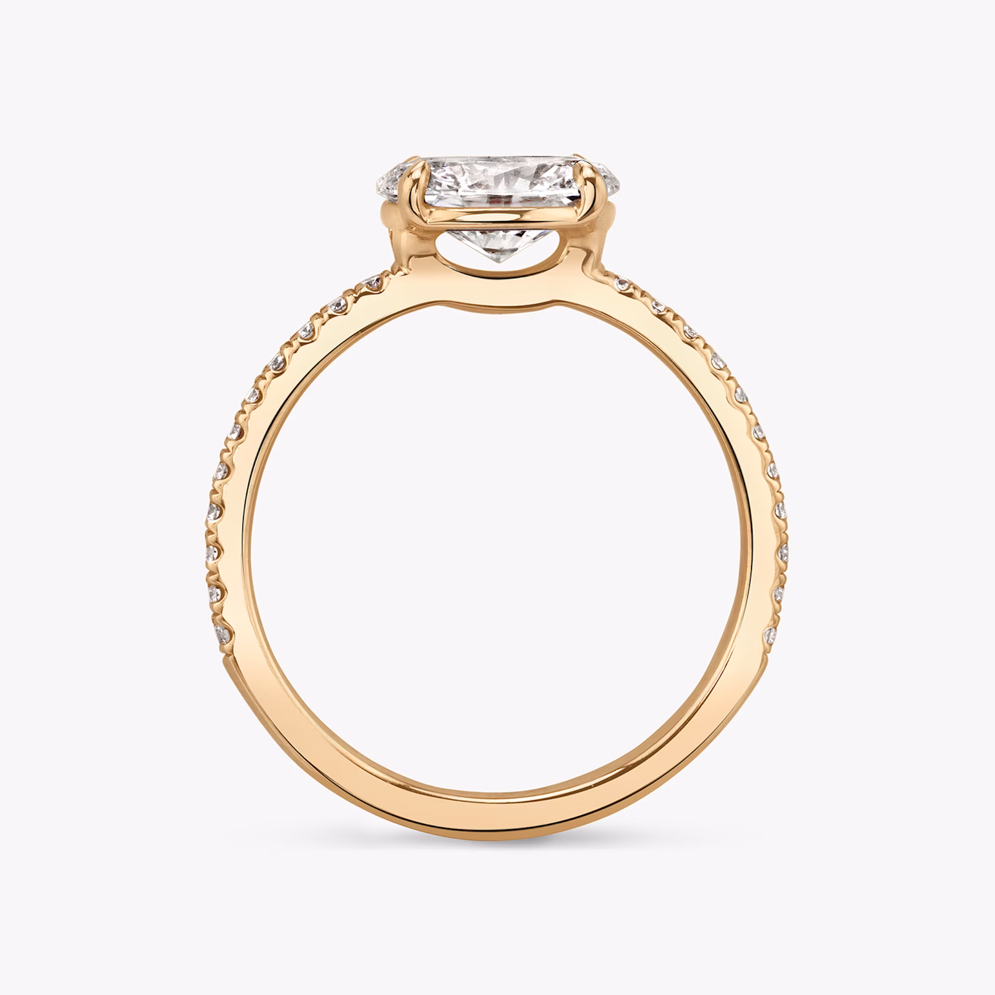 The Signature | Oval | 14k | Rose Gold | bandAccent: Pavé | bandWidth: standard | diamondOrientation: horizontal | hiddenHalo: no | caratWeight: other