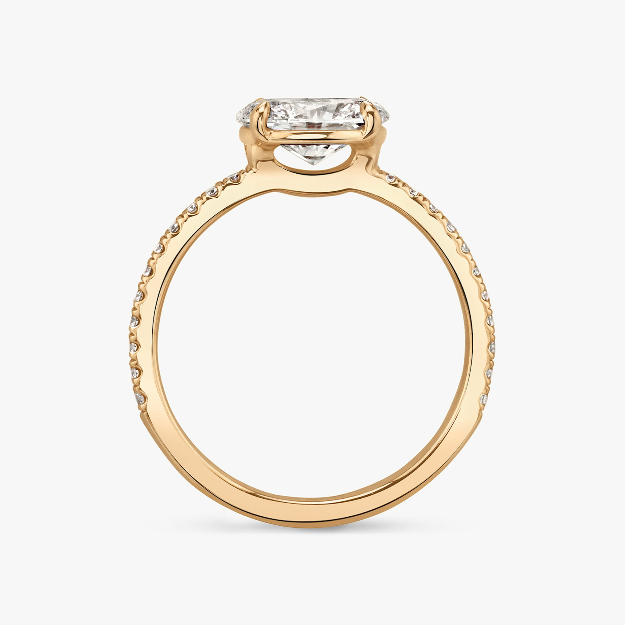 The Signature | Oval | 14k | Rose Gold | bandAccent: Pavé | bandWidth: standard | diamondOrientation: horizontal | hiddenHalo: no | caratWeight: other