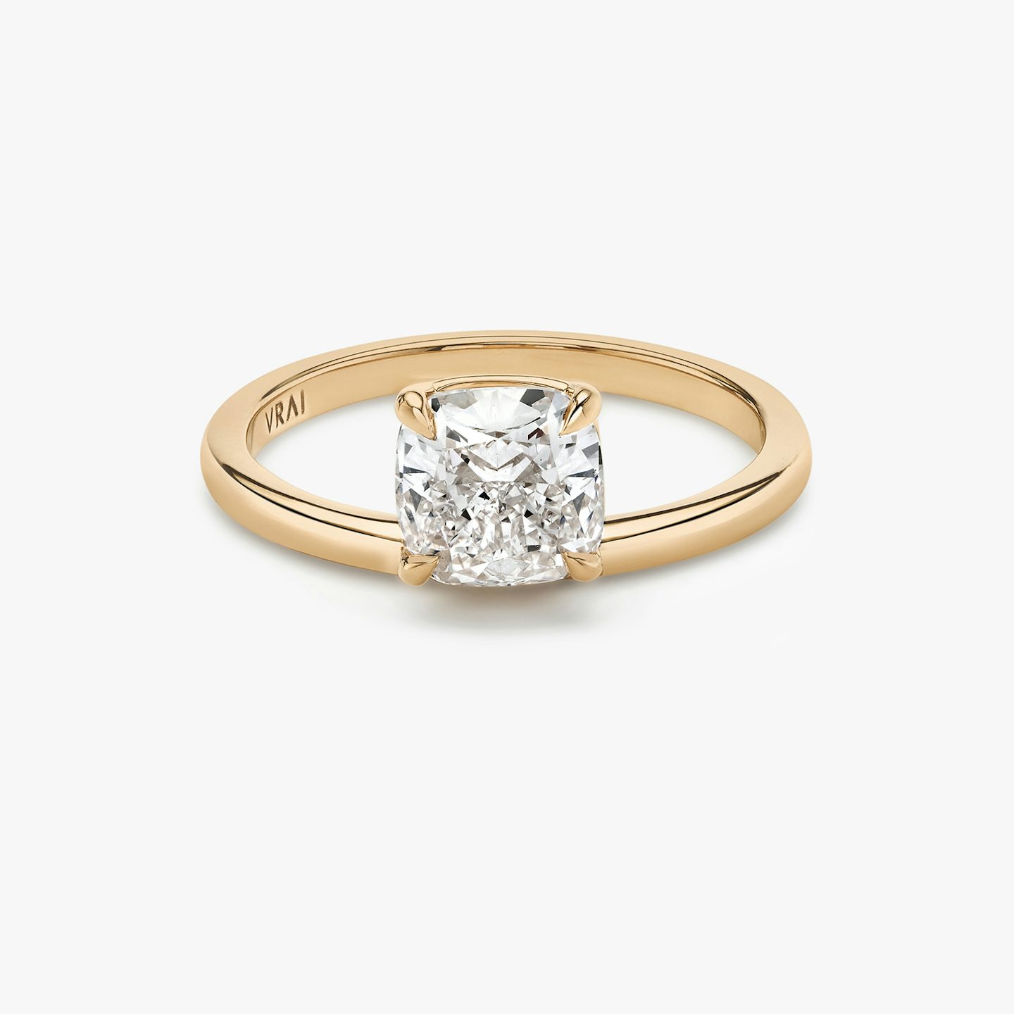 Anillo de compromiso Hover | Cojín | 14k | Oro rosa | bandAccent: Simple | diamondOrientation: vertical | caratWeight: other