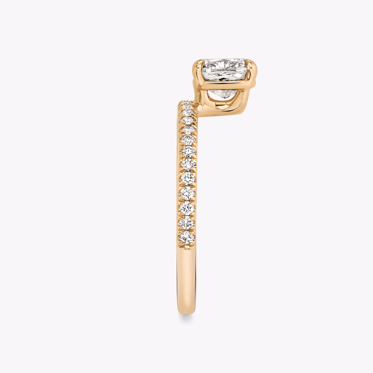 The Hover | Cushion | 14k | Rose Gold | bandAccent: Pavé | diamondOrientation: vertical | caratWeight: other