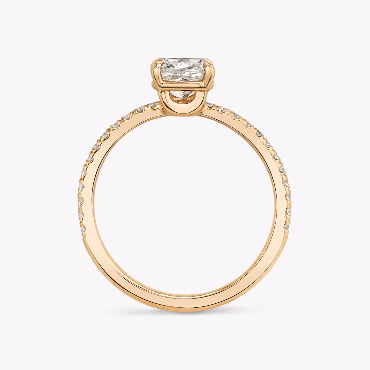 The Hover | Cushion | 14k | Rose Gold | bandAccent: Pavé | diamondOrientation: vertical | caratWeight: other