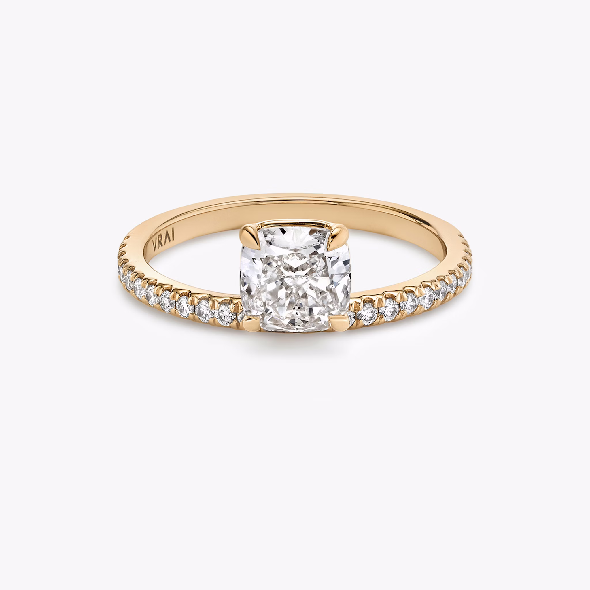 Rose gold Hover engagement ring with Cushion cut diamond