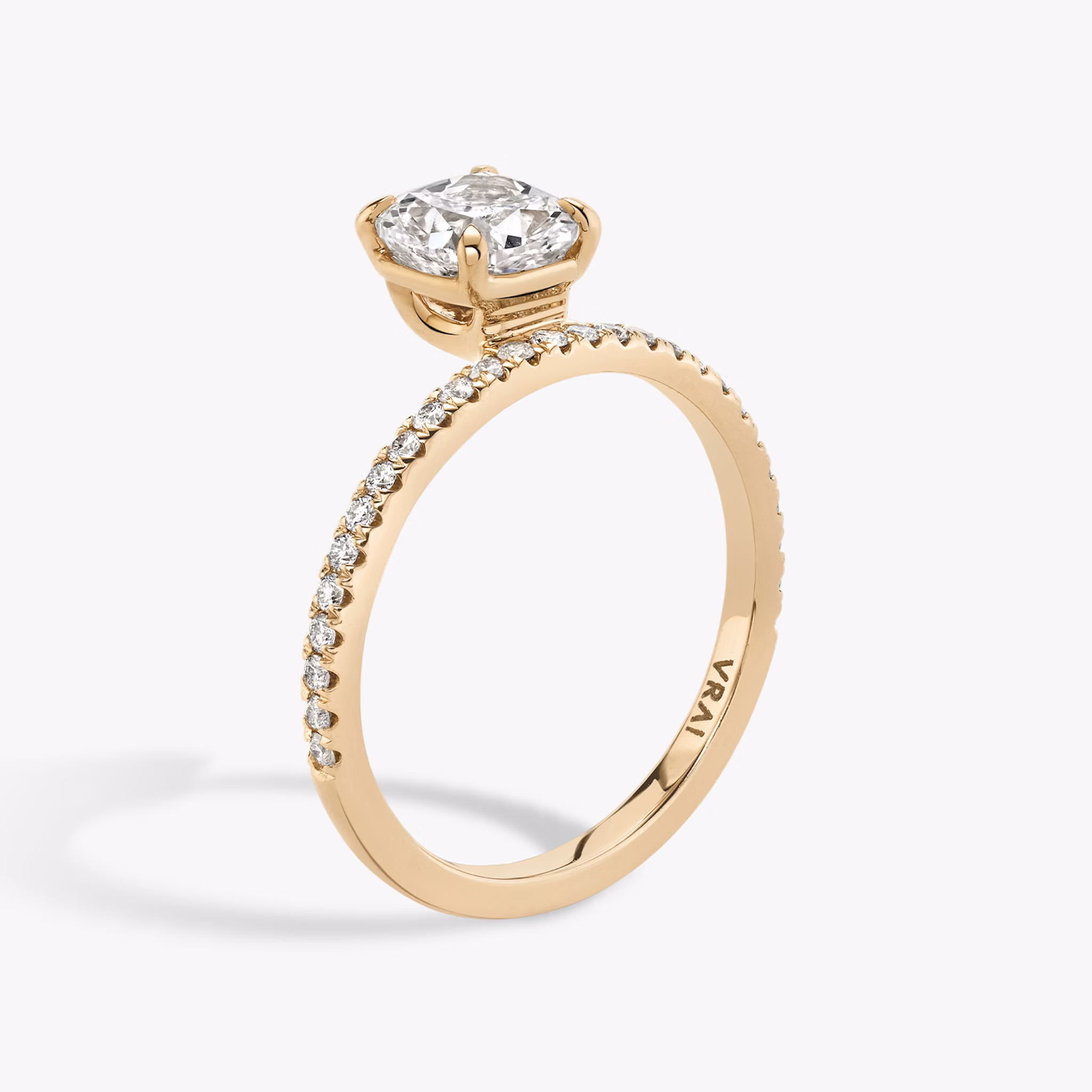 The Hover | Cushion | 14k | Rose Gold | bandAccent: Pavé | diamondOrientation: vertical | caratWeight: other