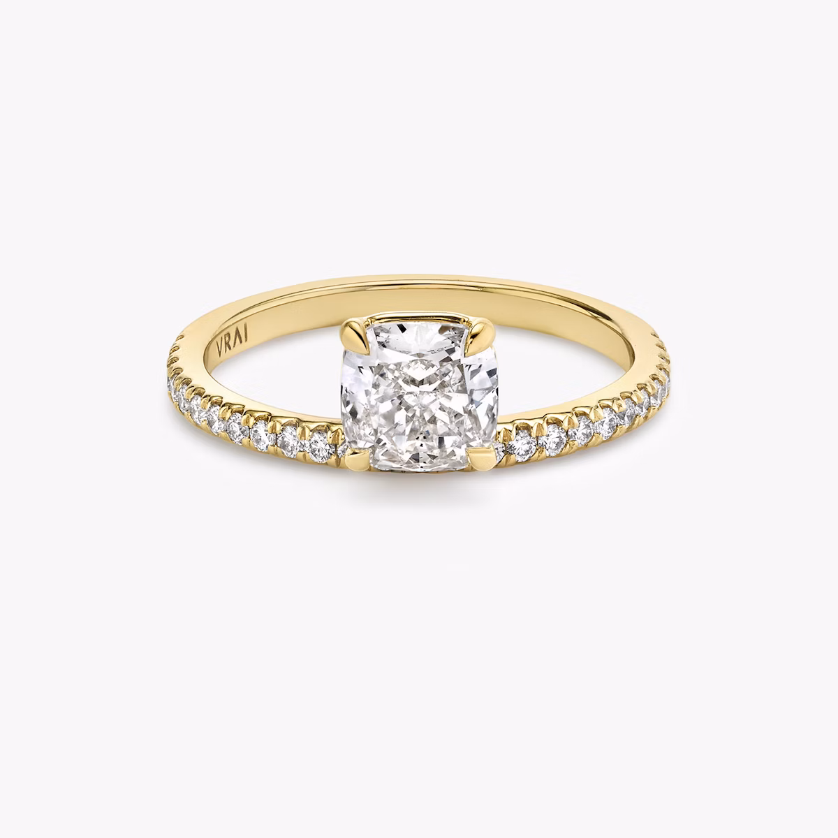 The Hover | Cushion | 18k | Yellow Gold | bandAccent: Pavé | diamondOrientation: vertical | caratWeight: other