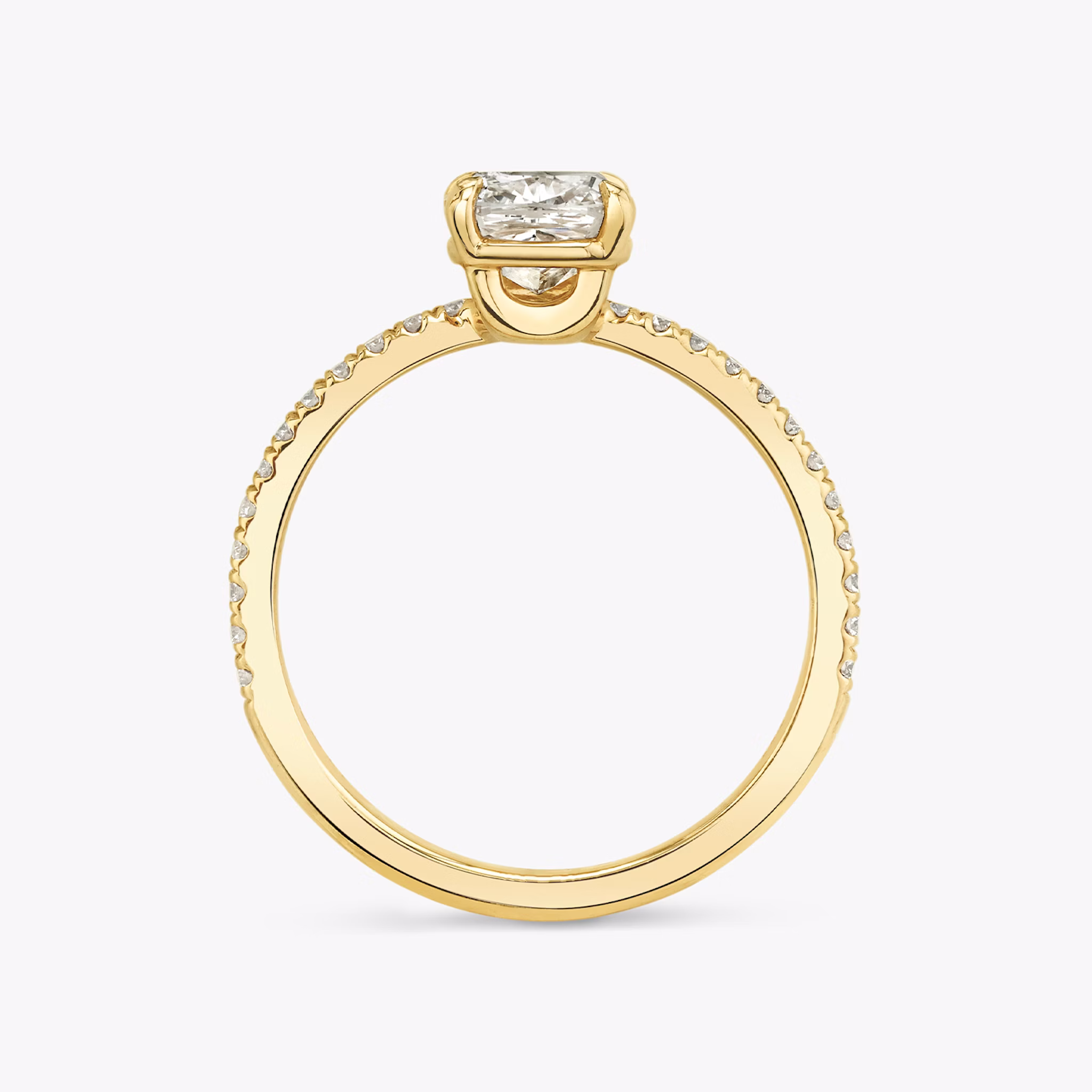 The Hover | Cushion | 18k | Yellow Gold | bandAccent: Pavé | diamondOrientation: vertical | caratWeight: other