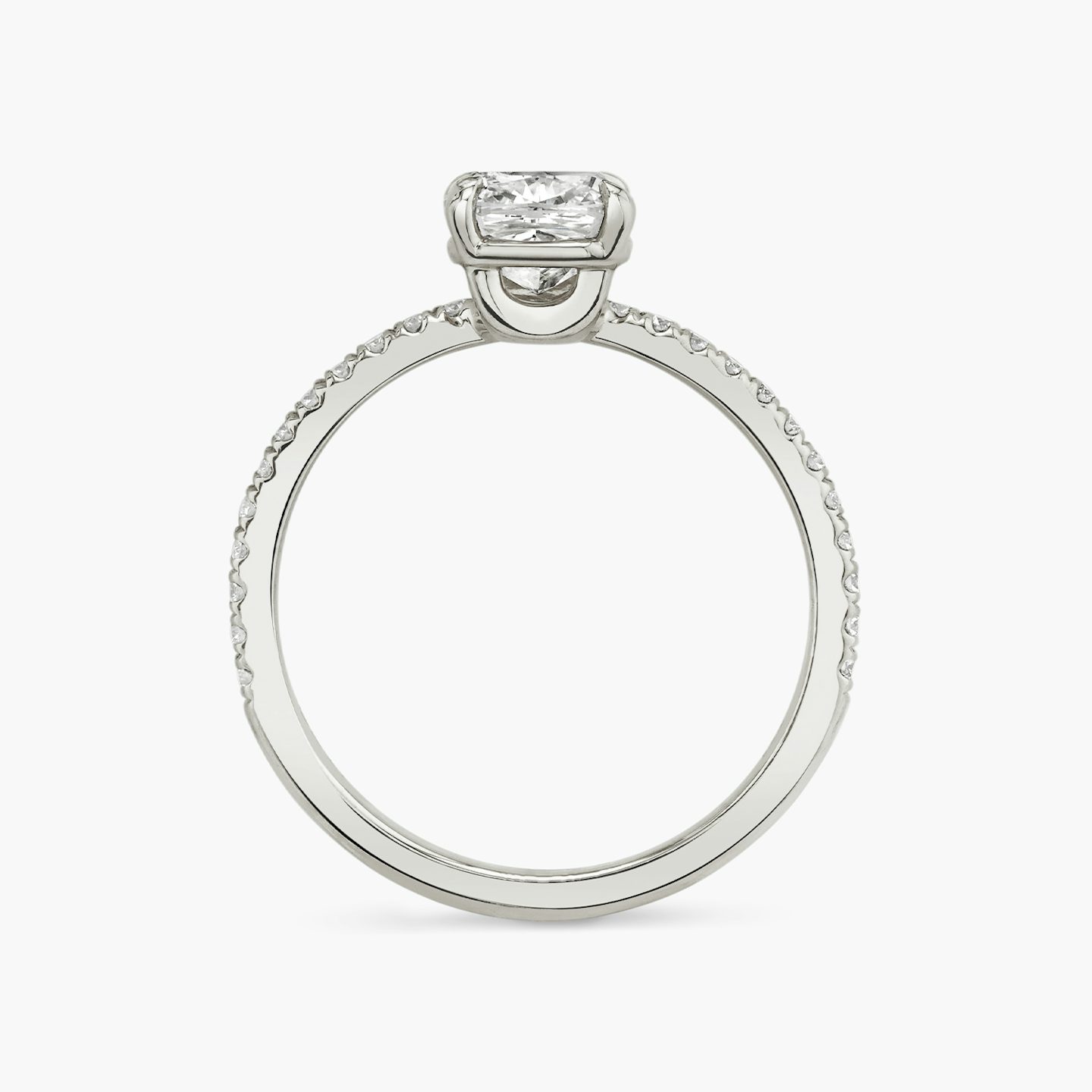 The Hover | Cushion | Platinum | bandAccent: Pavé | diamondOrientation: vertical | caratWeight: other