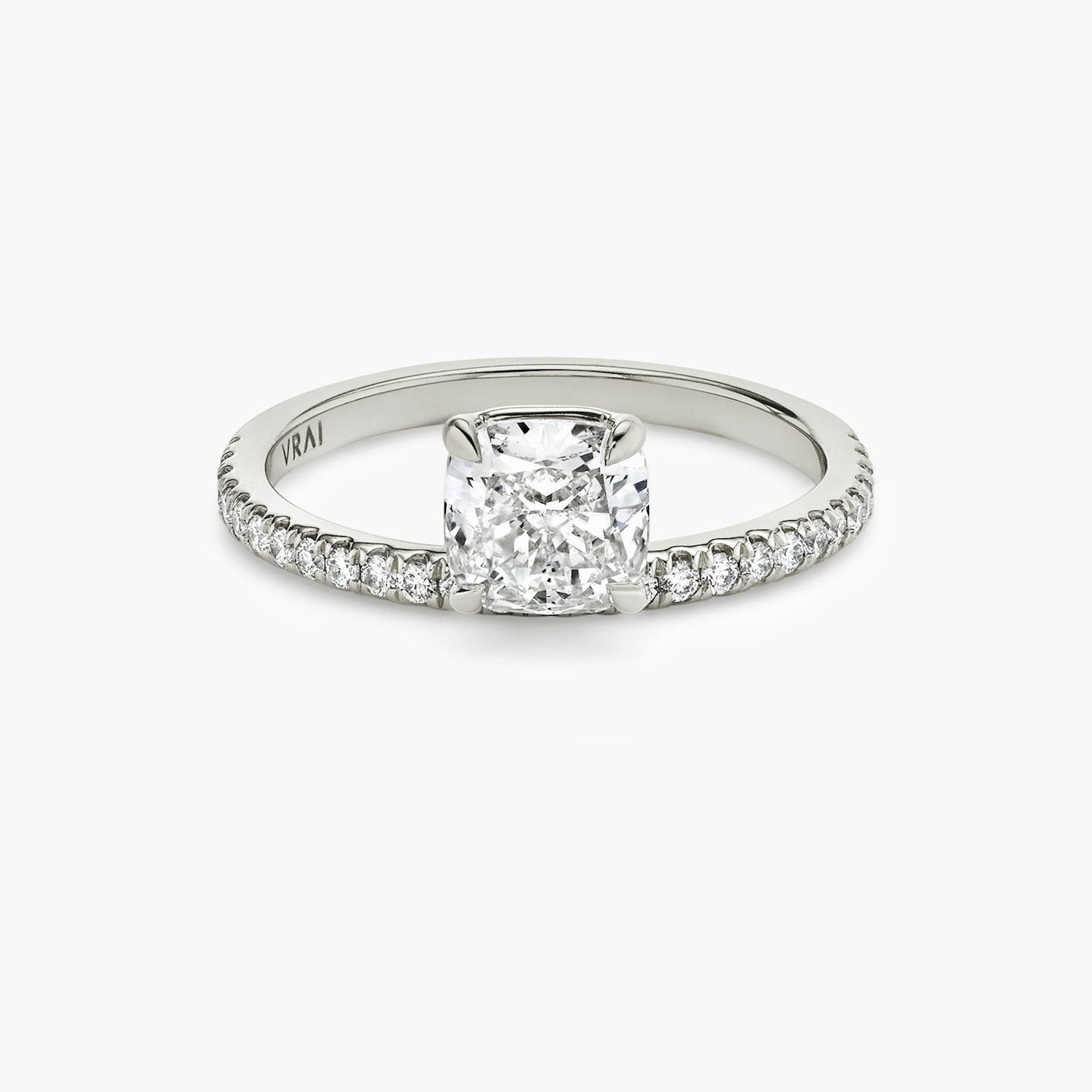 The Hover | Cushion | Platinum | bandAccent: Pavé | diamondOrientation: vertical | caratWeight: other