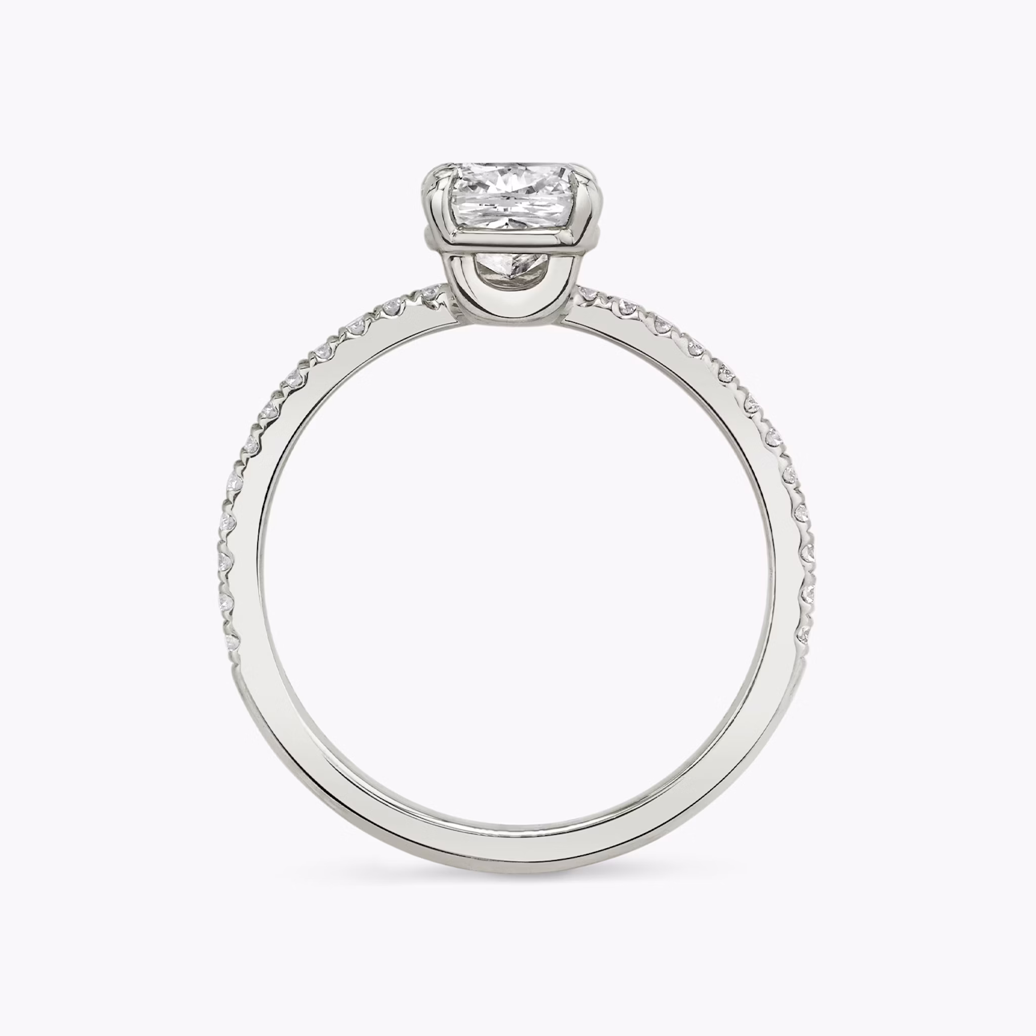 The Hover | Cushion | 18k | White Gold | bandAccent: Pavé | diamondOrientation: vertical | caratWeight: other