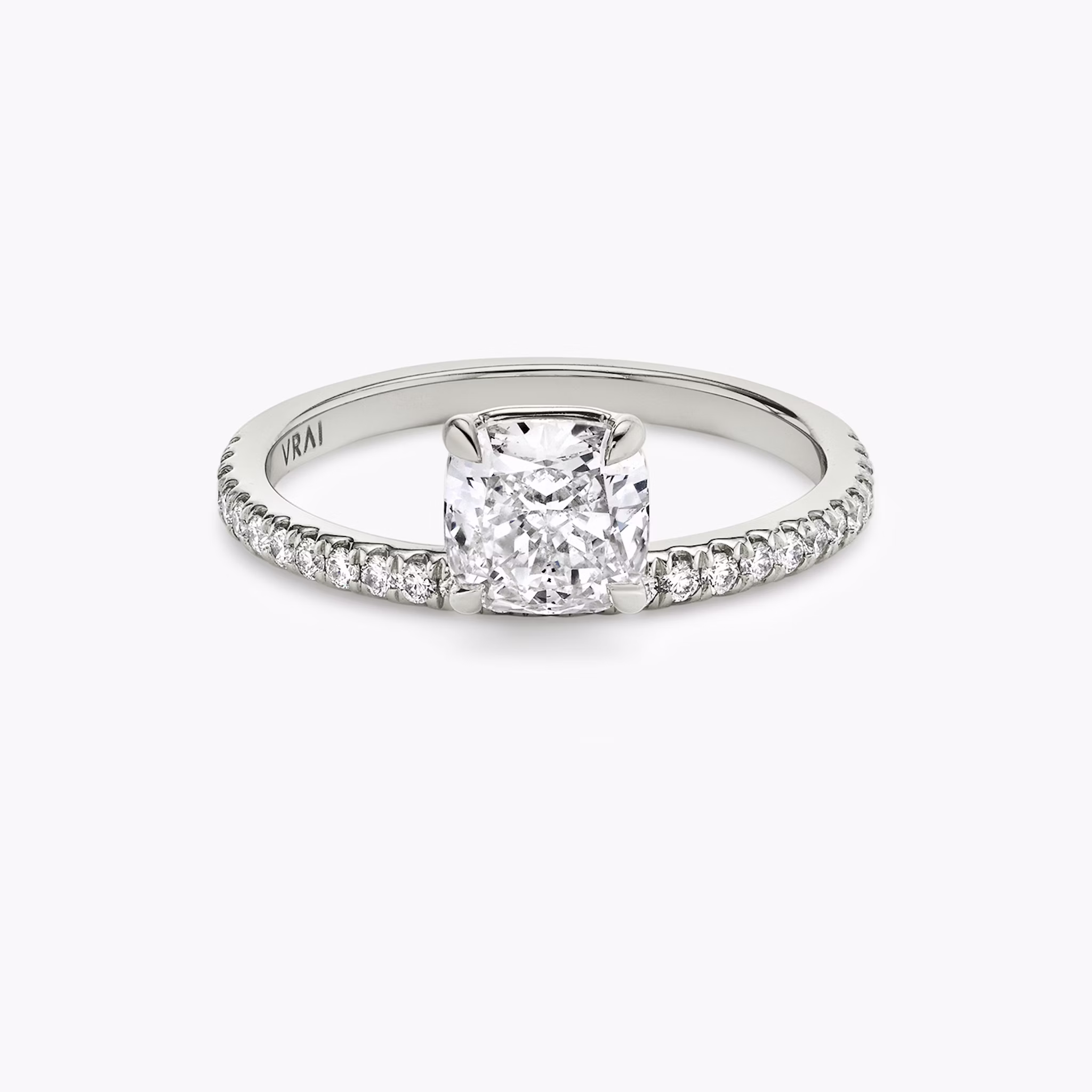 The Hover | Cushion | 18k | White Gold | bandAccent: Pavé | diamondOrientation: vertical | caratWeight: other