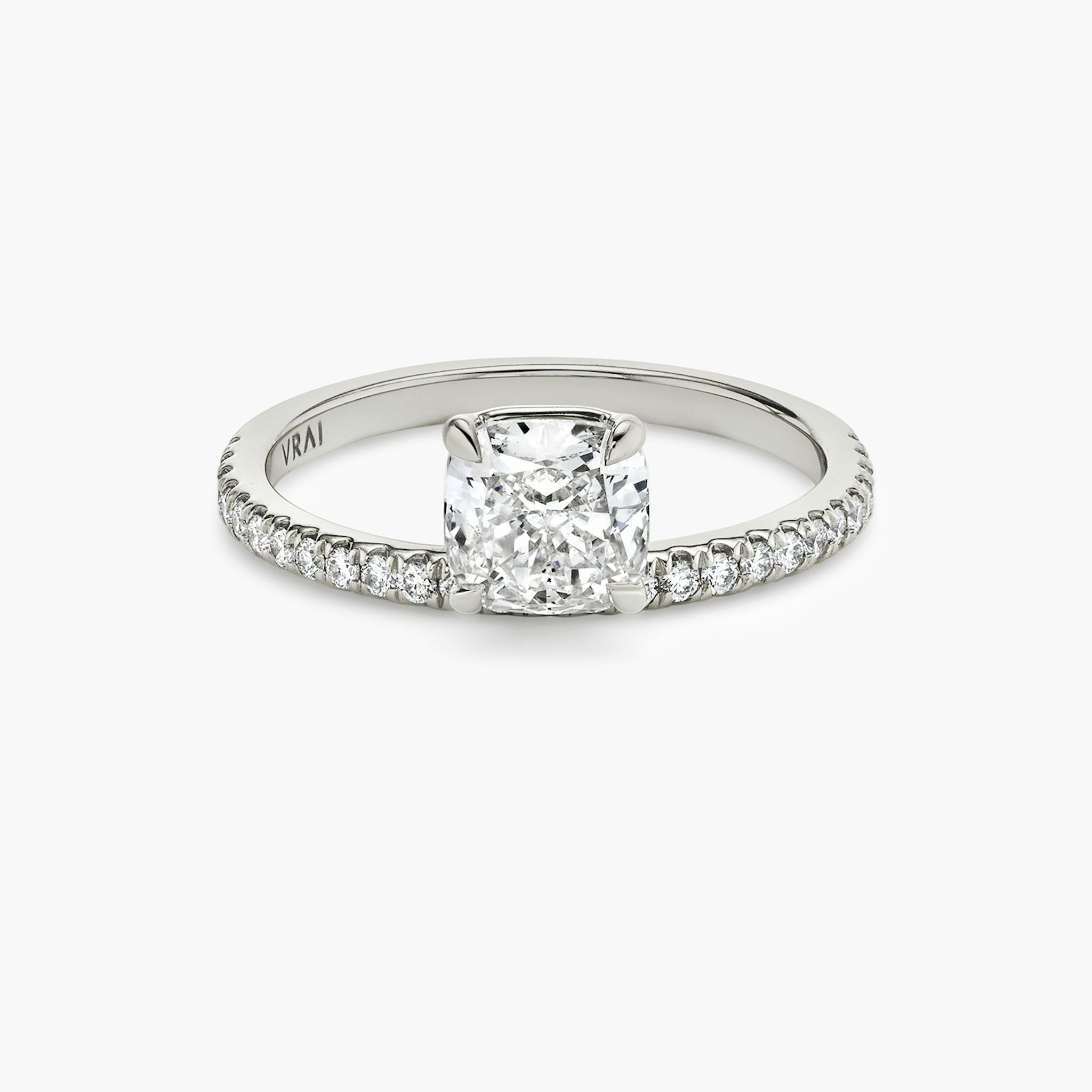 The Hover | Cushion | 18k | White Gold | bandAccent: Pavé | diamondOrientation: vertical | caratWeight: other