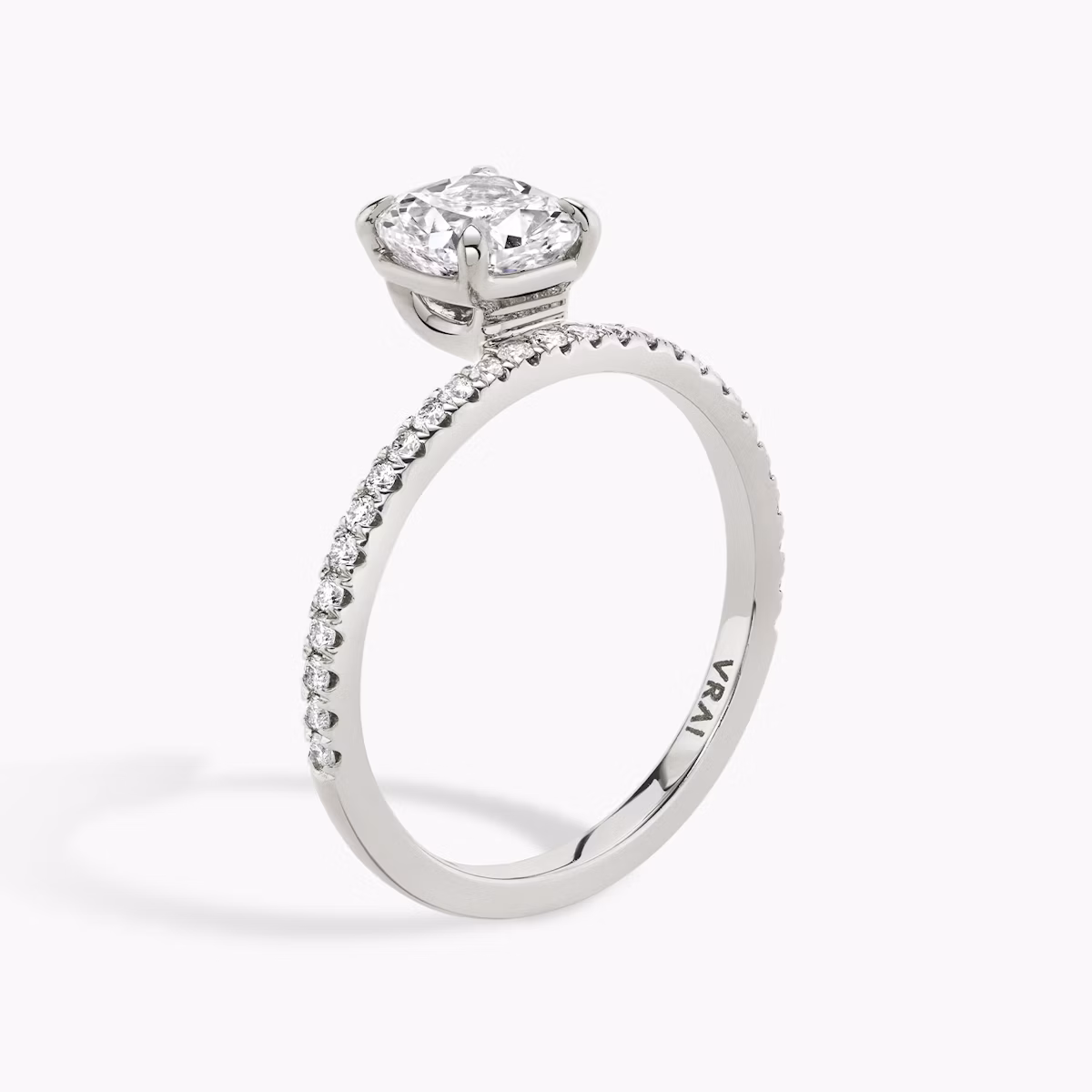 The Hover | Cushion | 18k | White Gold | bandAccent: Pavé | diamondOrientation: vertical | caratWeight: other
