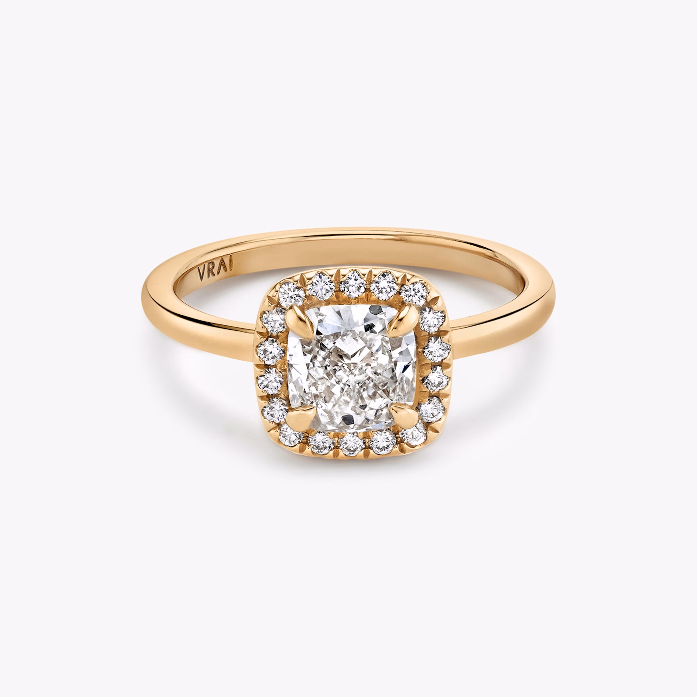 Rose Gold Cushion Cut Halo