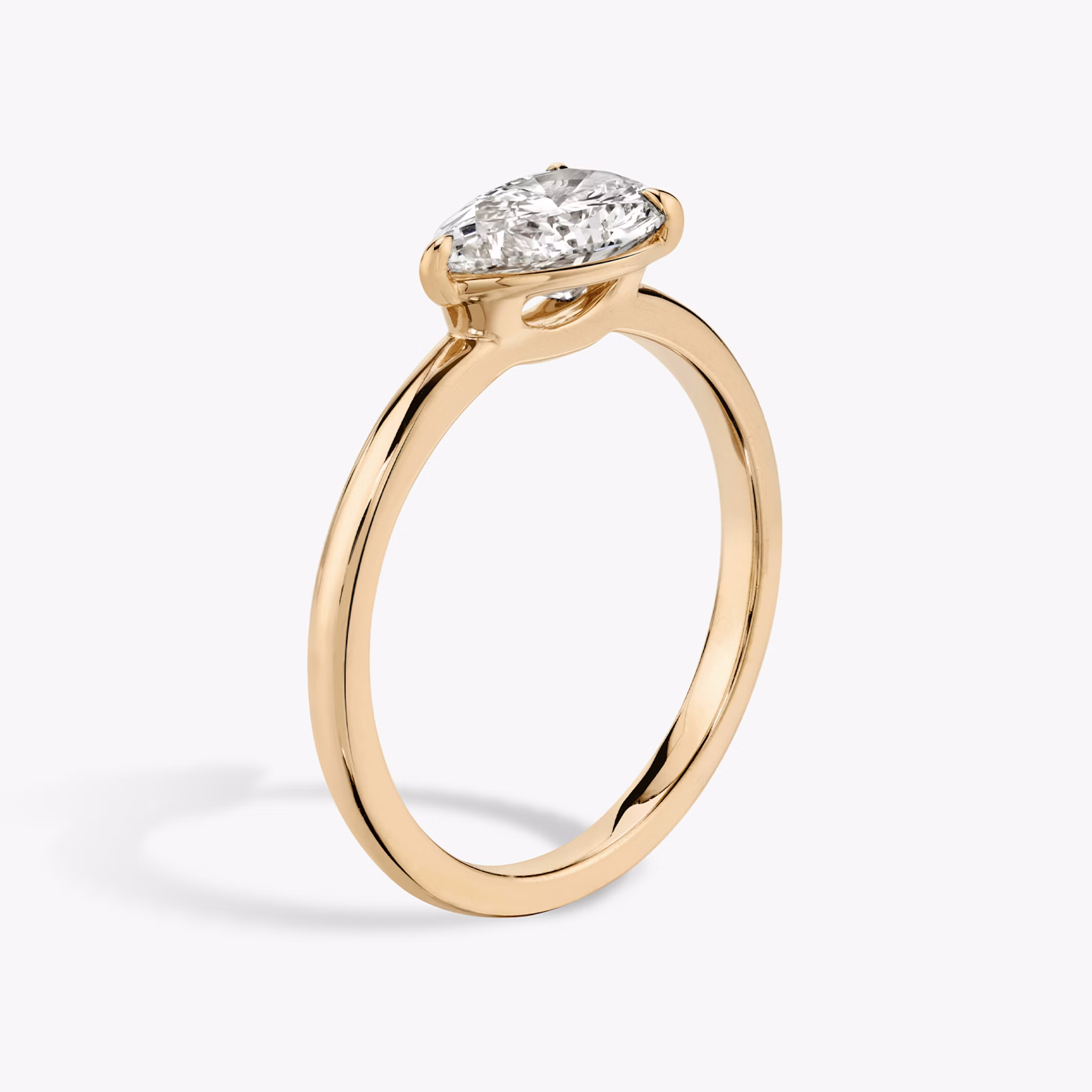 The Signature | Pear | 14k | Rose Gold | bandAccent: Plain | bandWidth: standard | diamondOrientation: horizontal | hiddenHalo: no | caratWeight: other