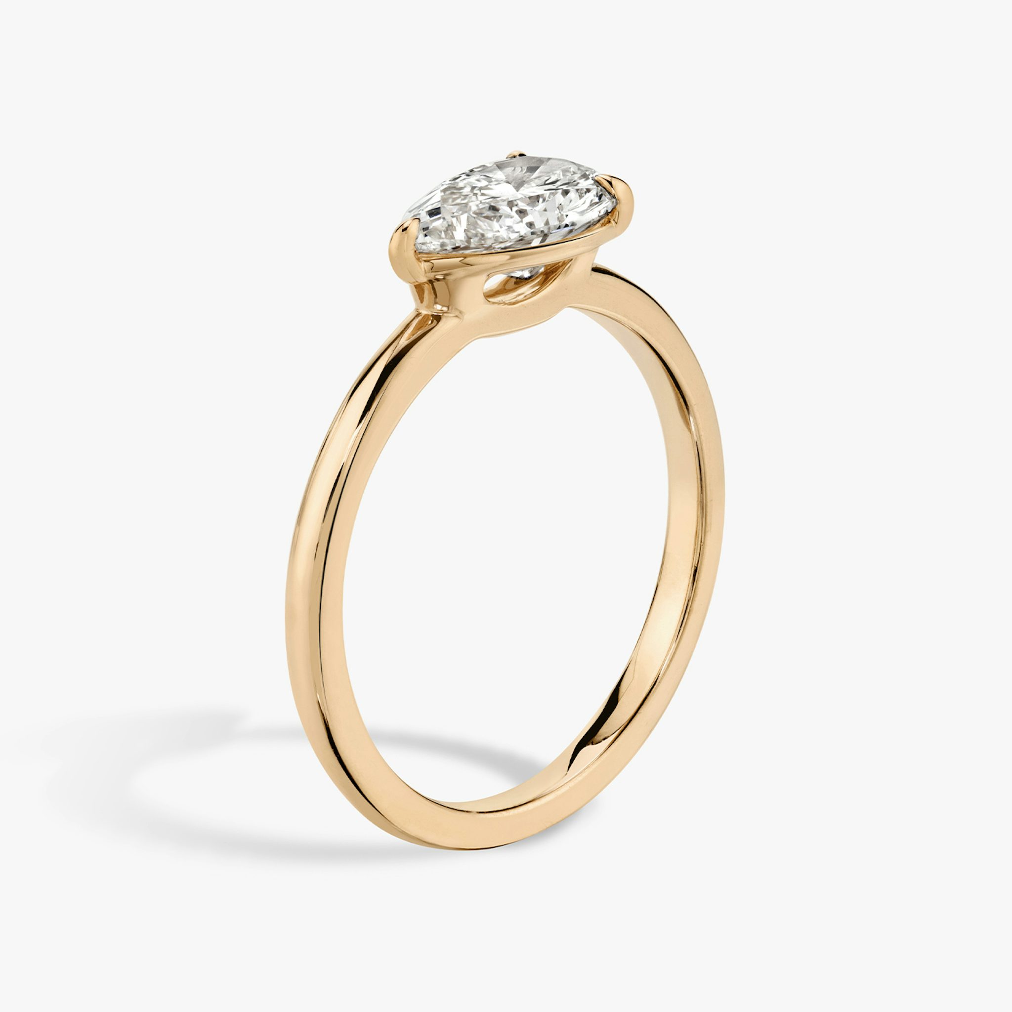 The Signature | Pear | 14k | Rose Gold | bandAccent: Plain | bandWidth: standard | diamondOrientation: horizontal | hiddenHalo: no | caratWeight: other