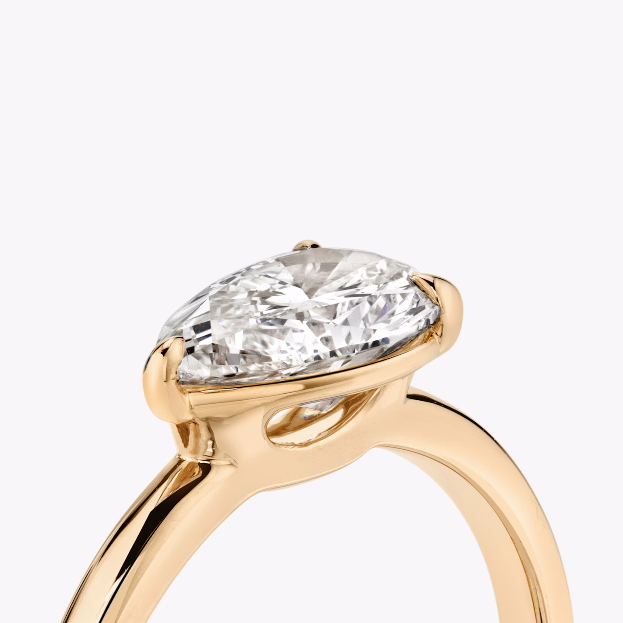 The Signature | Pear | 14k | Rose Gold | bandAccent: Plain | bandWidth: standard | diamondOrientation: horizontal | hiddenHalo: no | caratWeight: other