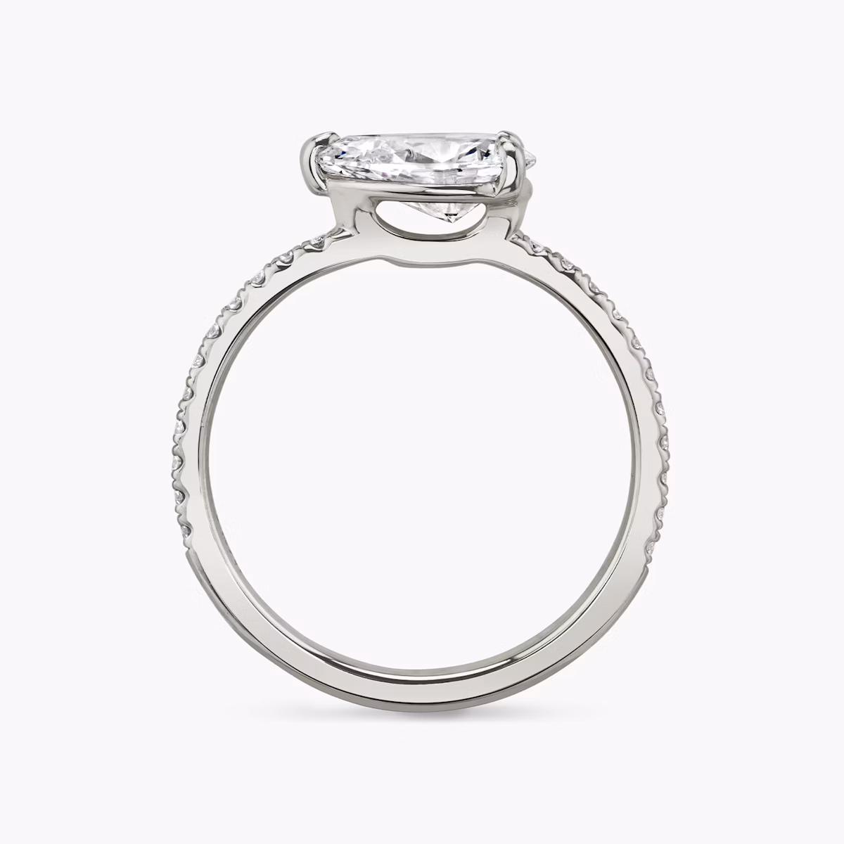 The Signature | Pear | Platinum | bandAccent: Pavé | bandWidth: standard | diamondOrientation: horizontal | hiddenHalo: no | caratWeight: other