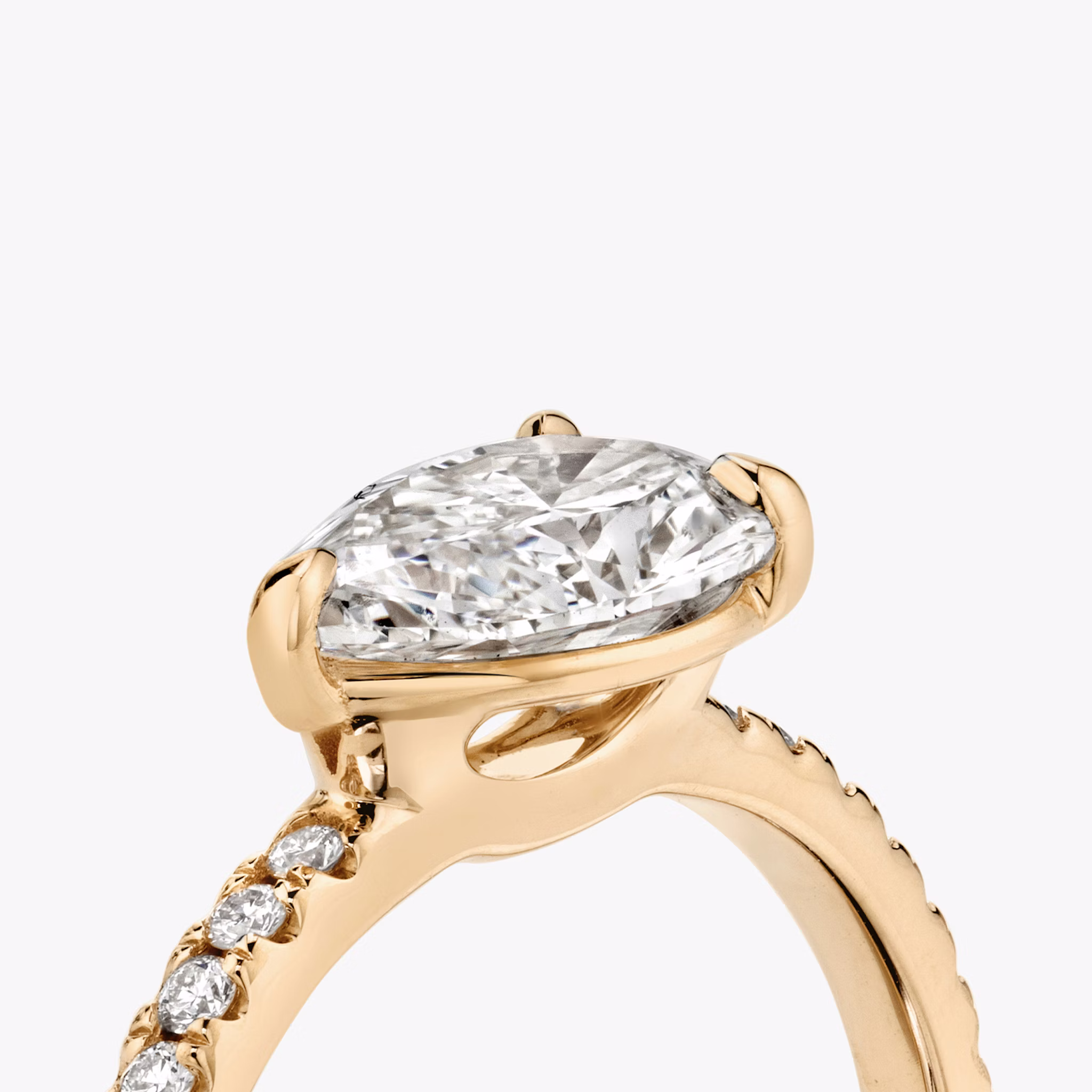The Signature | Pear | 14k | Rose Gold | bandAccent: Pavé | bandWidth: standard | diamondOrientation: horizontal | hiddenHalo: no | caratWeight: other