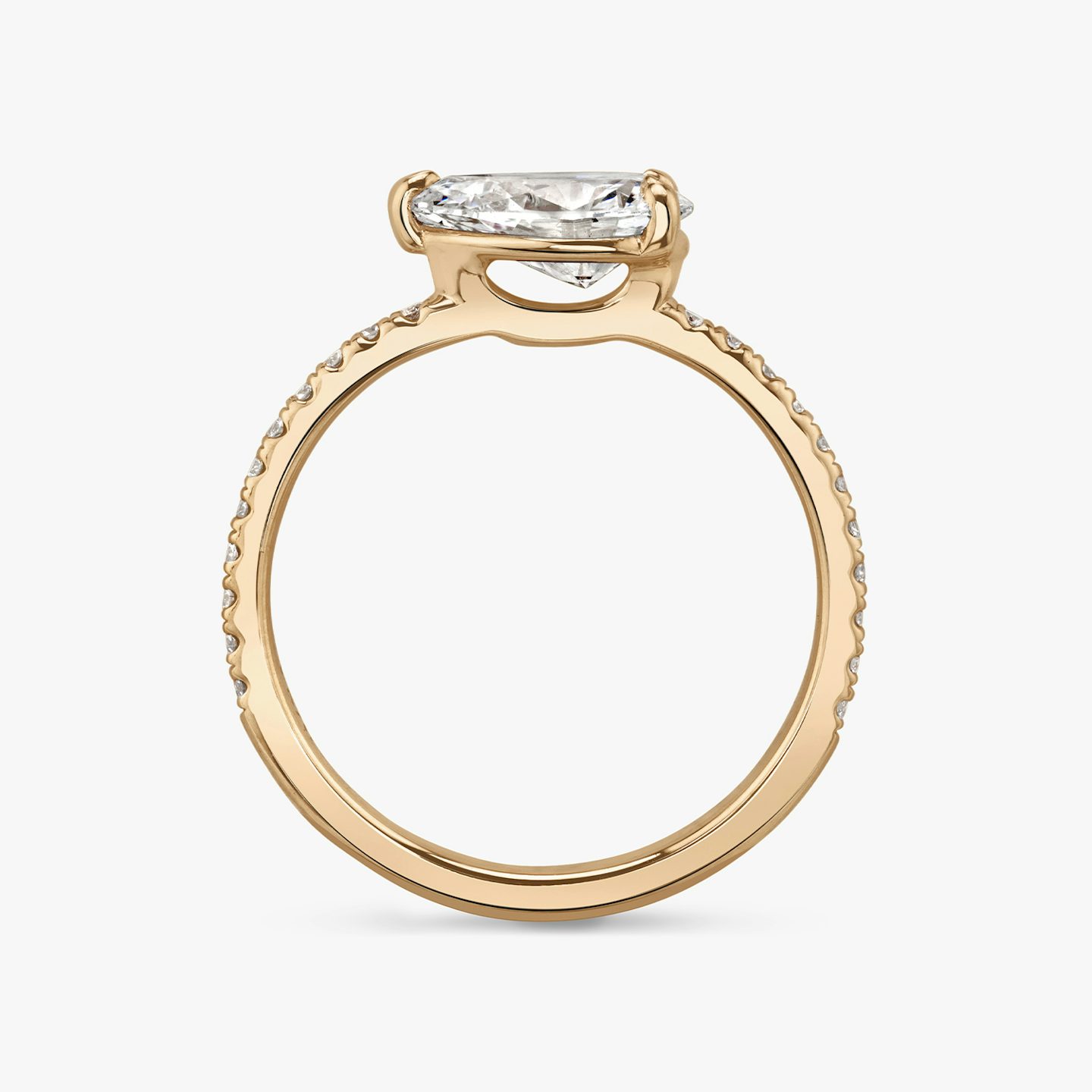 The Signature | Pear | 14k | Rose Gold | bandAccent: Pavé | bandWidth: standard | diamondOrientation: horizontal | hiddenHalo: no | caratWeight: other