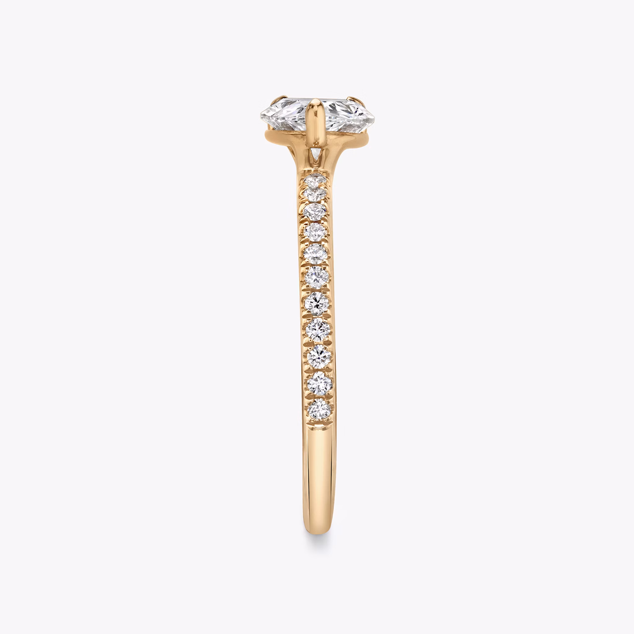 The Signature | Pear | 14k | Rose Gold | bandAccent: Pavé | bandWidth: standard | diamondOrientation: horizontal | hiddenHalo: no | caratWeight: other