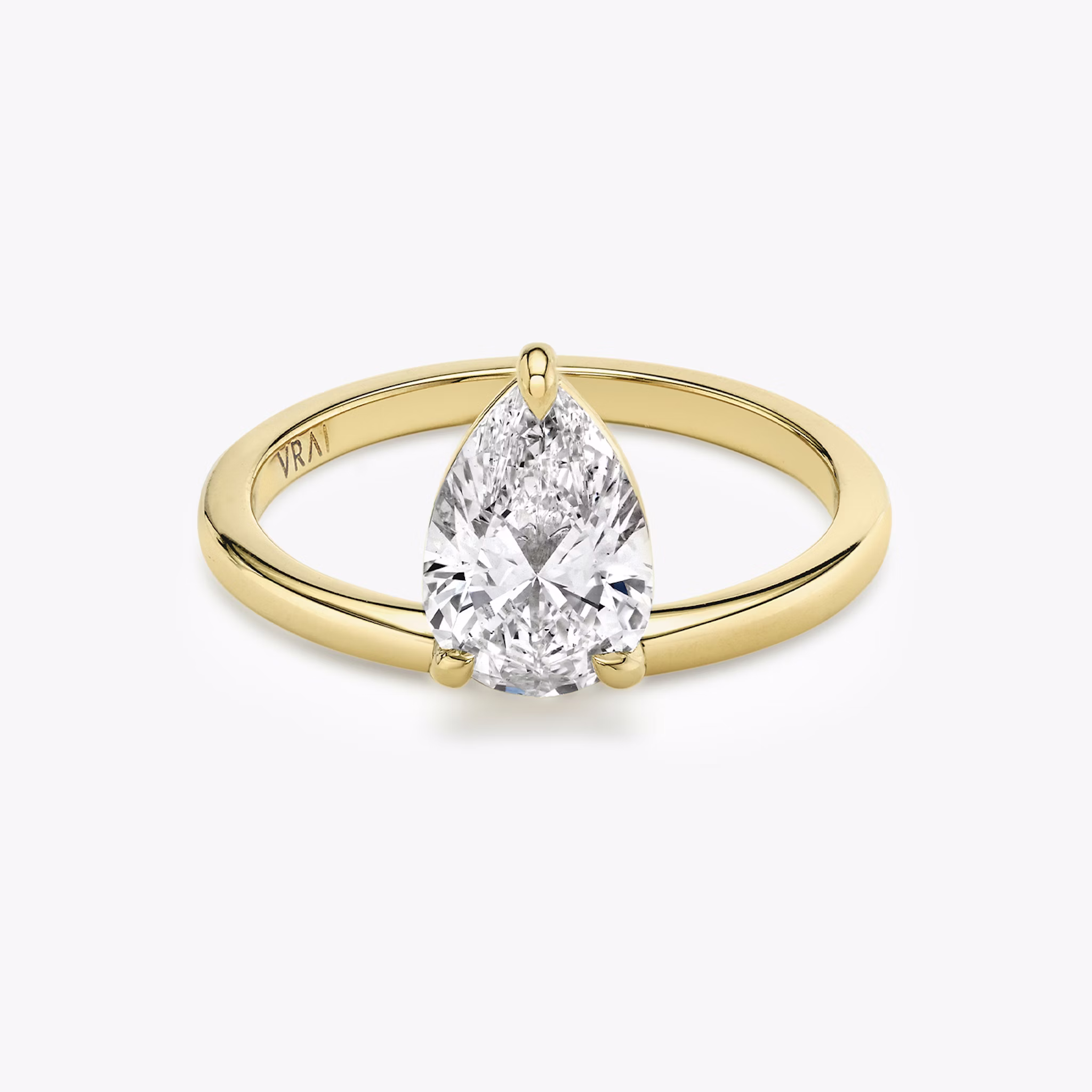 The Hover | Pear | 18k | Yellow Gold | bandAccent: Plain | diamondOrientation: vertical | caratWeight: other