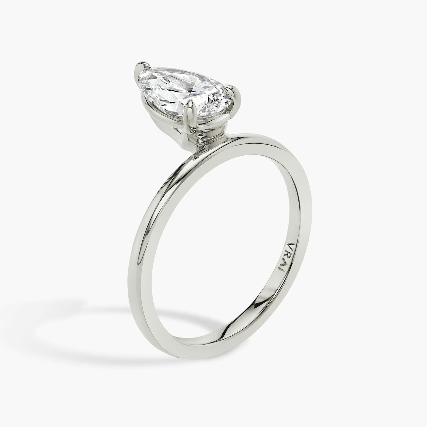 The Hover | Pear | 18k | White Gold | bandAccent: Plain | diamondOrientation: vertical | caratWeight: other