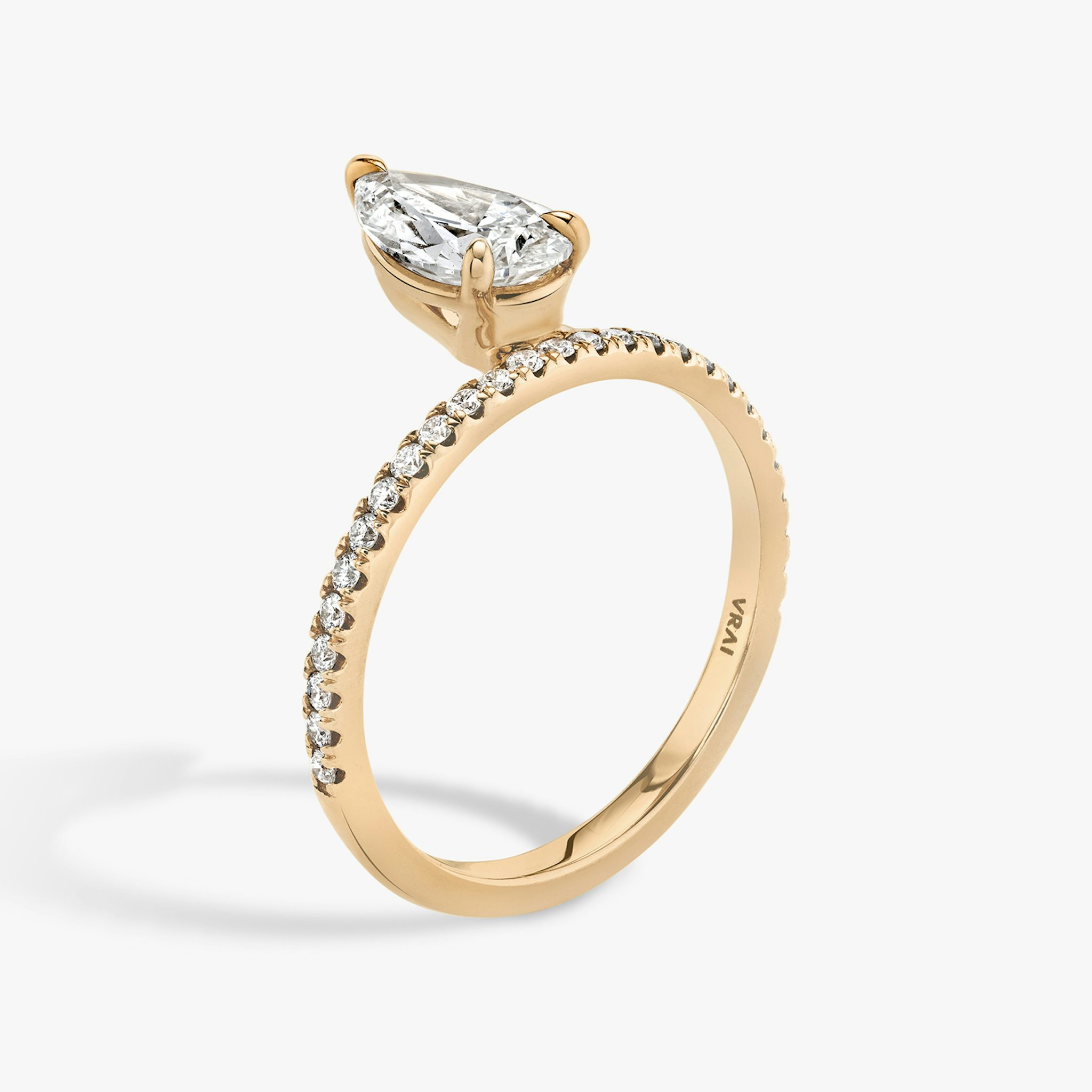 The Hover | Pear | 14k | Rose Gold | bandAccent: Pavé | diamondOrientation: vertical | caratWeight: other