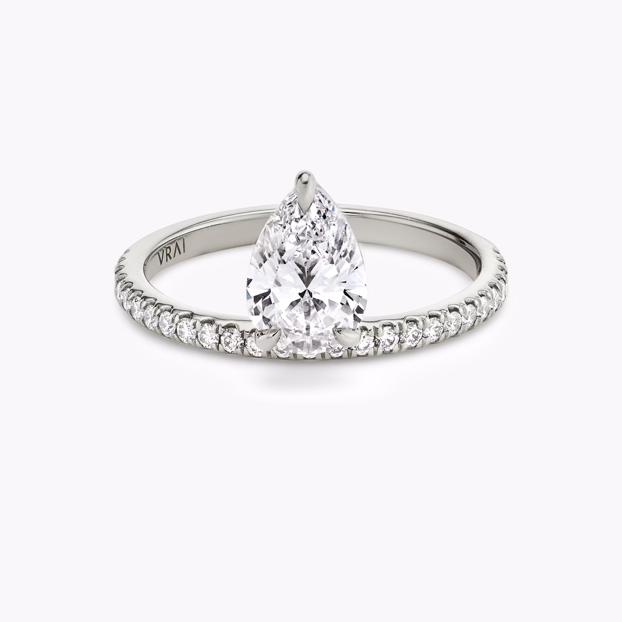The Hover | Pear | 18k | White Gold | bandAccent: Pavé | diamondOrientation: vertical | caratWeight: other