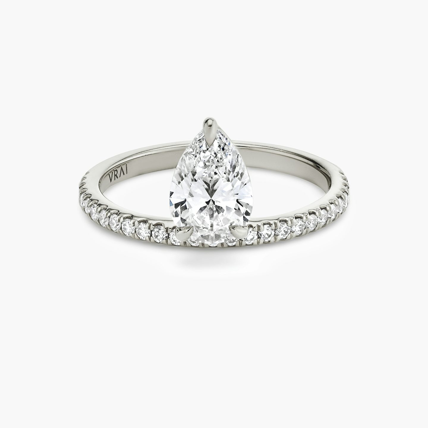 The Hover | Pear | 18k | White Gold | bandAccent: Pavé | diamondOrientation: vertical | caratWeight: other