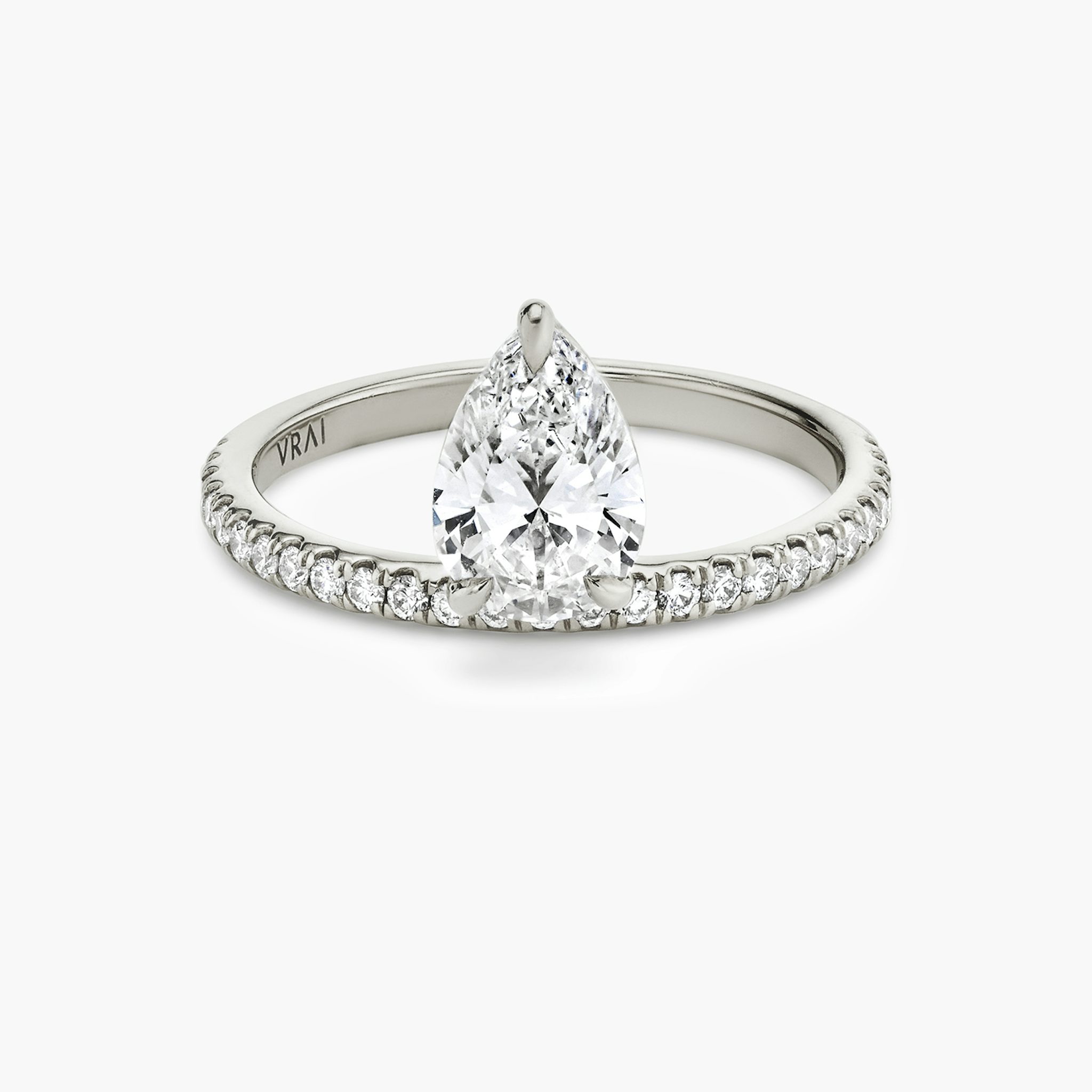 The Hover | Pear | 18k | White Gold | bandAccent: Pavé | diamondOrientation: vertical | caratWeight: other