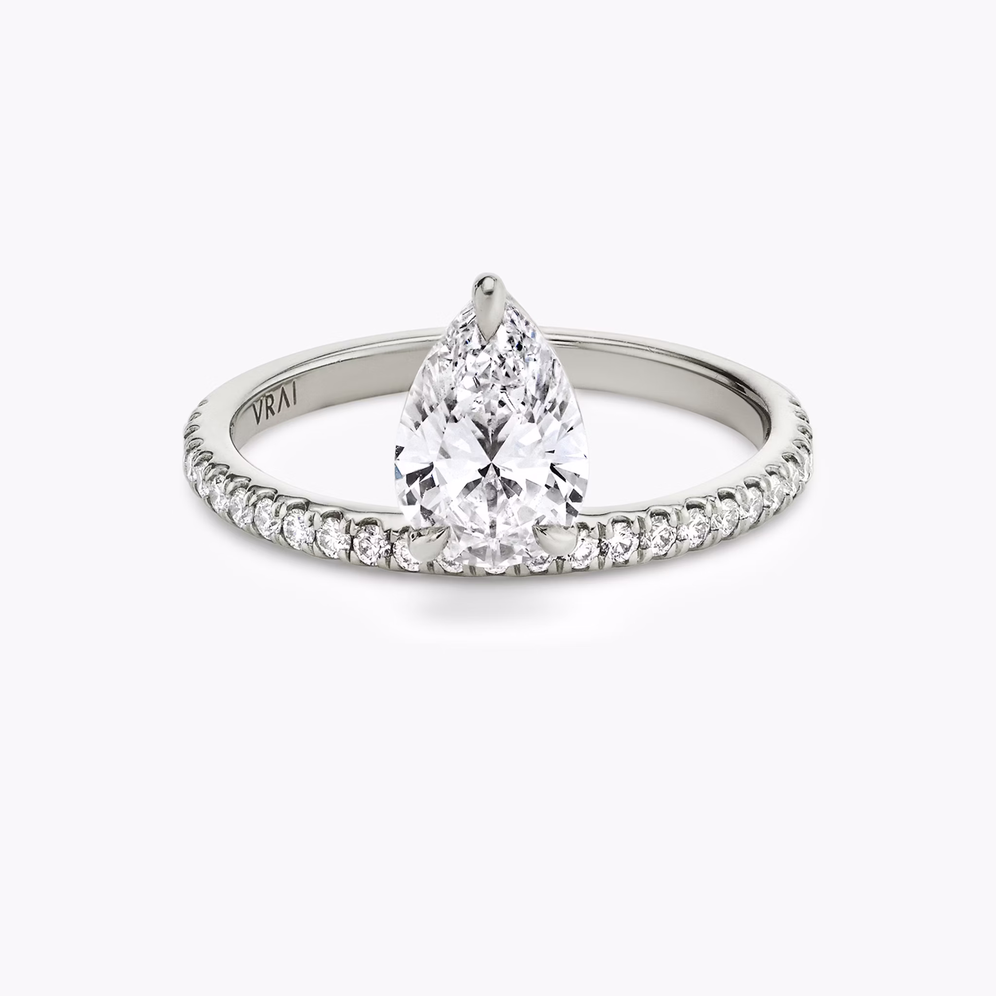 The Hover | Pear | Platinum | bandAccent: Pavé | diamondOrientation: vertical | caratWeight: other