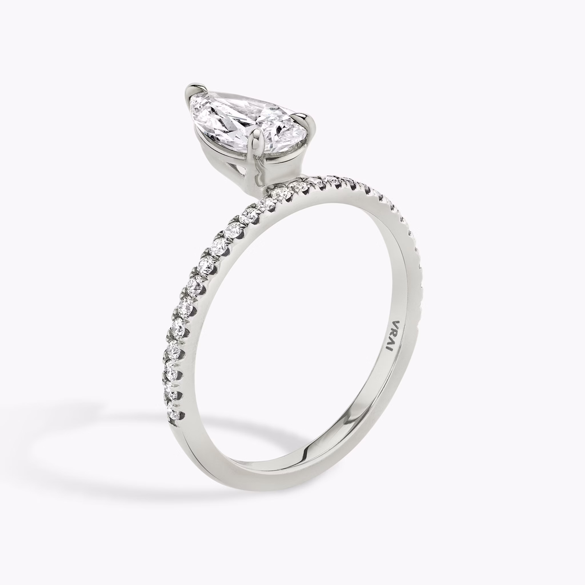 The Hover | Pear | Platinum | bandAccent: Pavé | diamondOrientation: vertical | caratWeight: other