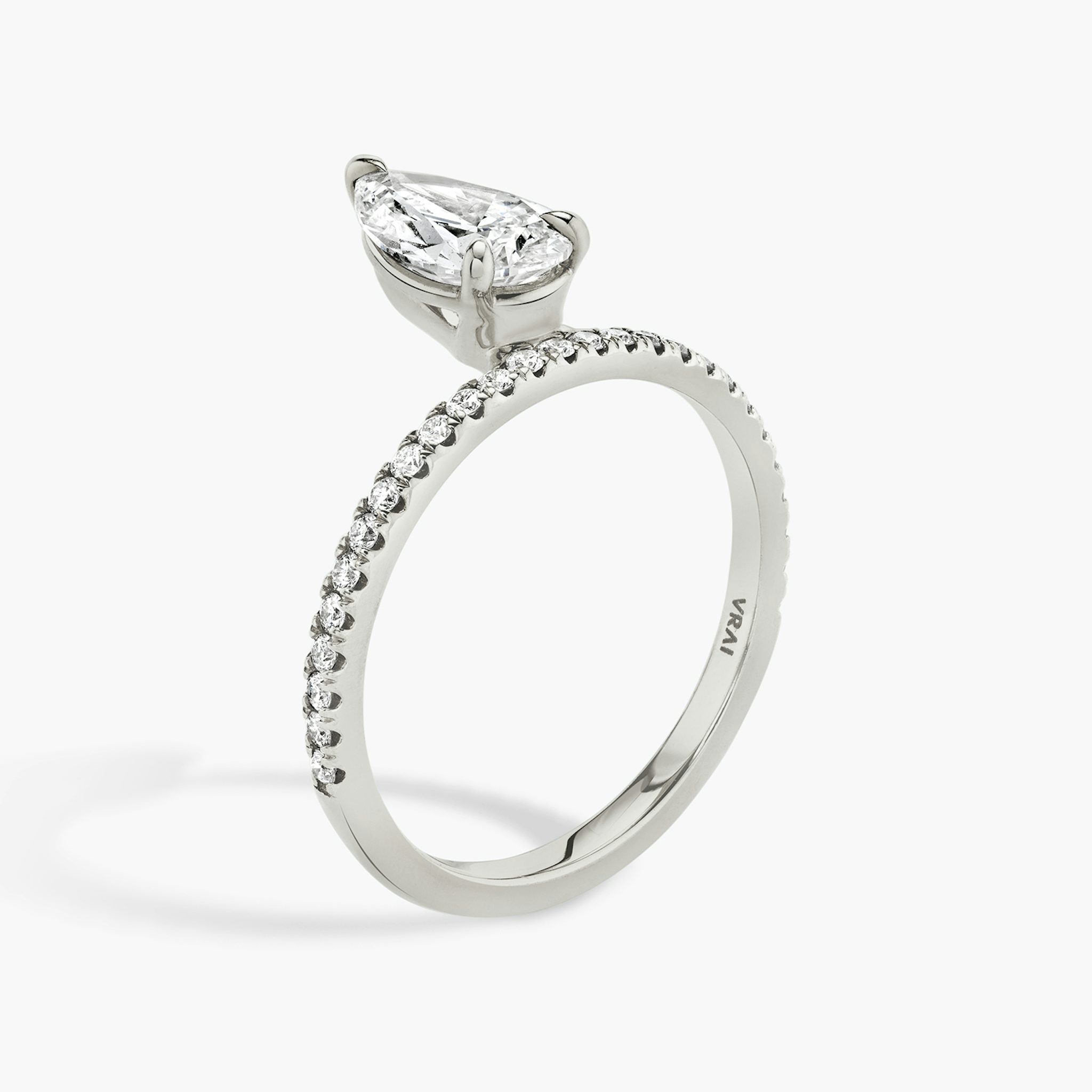 The Hover | Pear | Platinum | bandAccent: Pavé | diamondOrientation: vertical | caratWeight: other