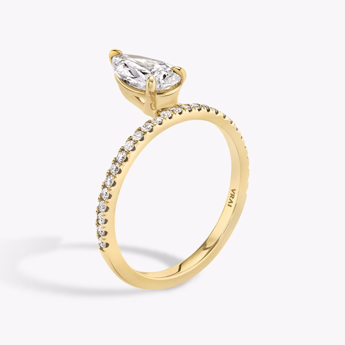 The Hover | Pear | 18k | Yellow Gold | bandAccent: Pavé | diamondOrientation: vertical | caratWeight: other