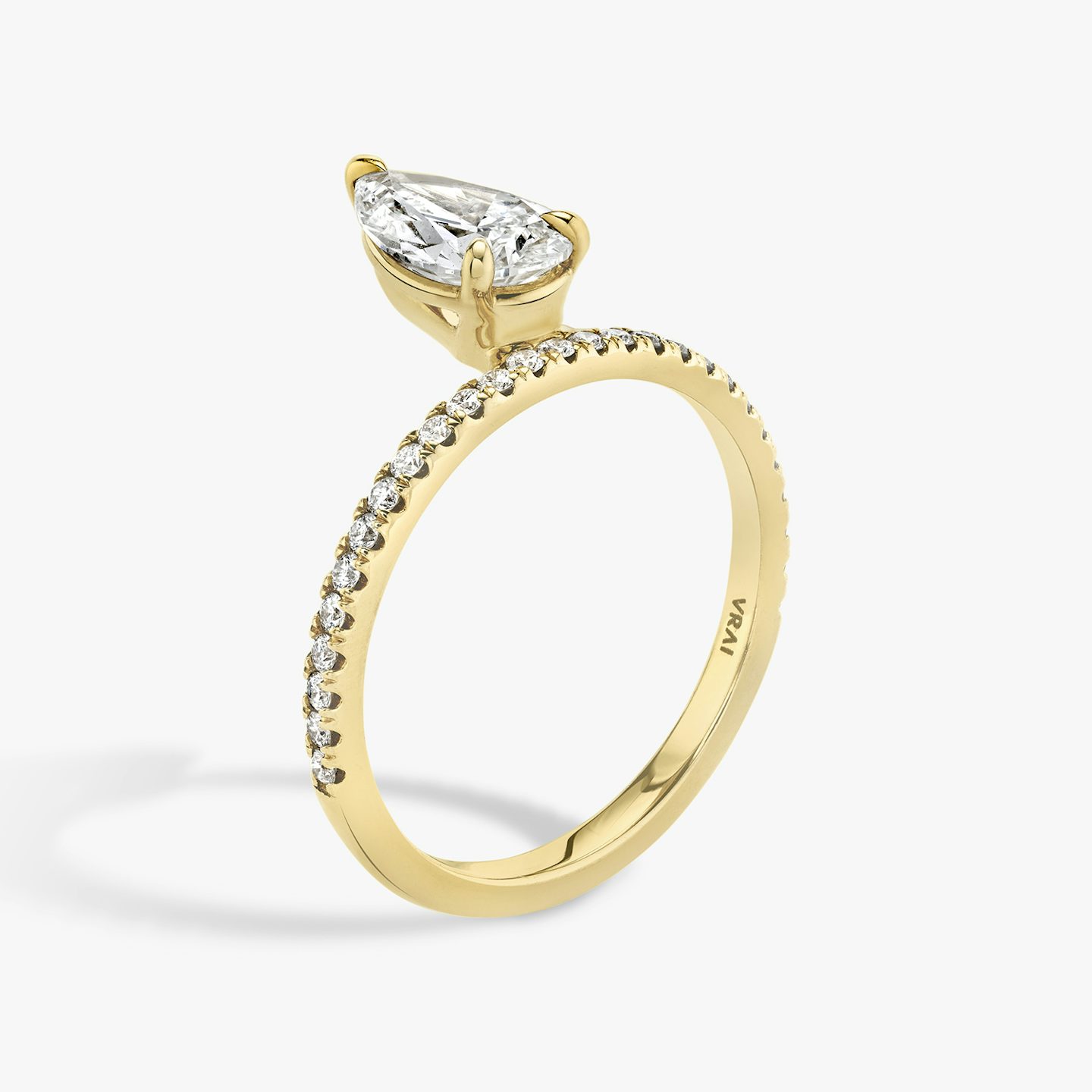 The Hover | Pear | 18k | Yellow Gold | bandAccent: Pavé | diamondOrientation: vertical | caratWeight: other