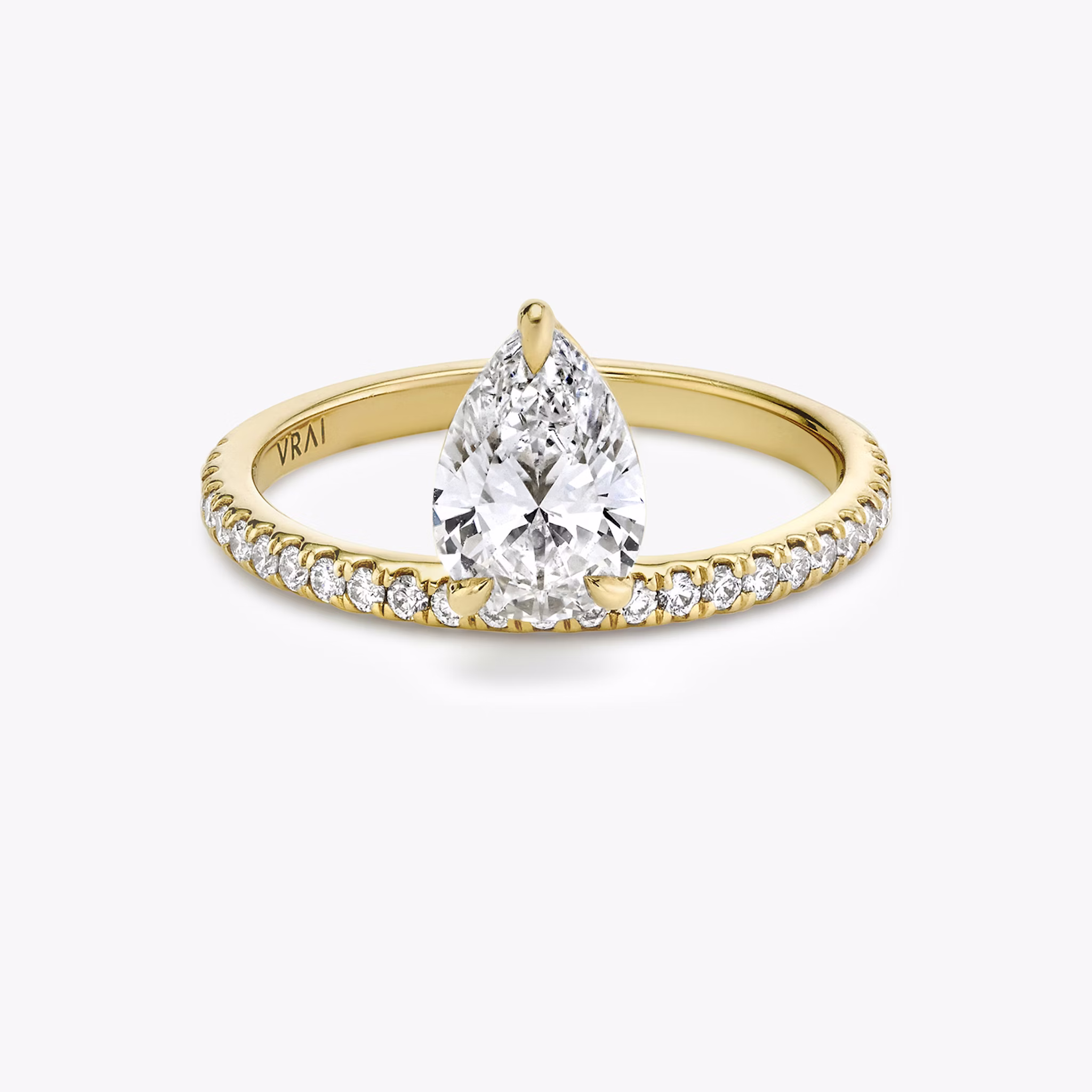 The Hover | Pear | 18k | Yellow Gold | bandAccent: Pavé | diamondOrientation: vertical | caratWeight: other