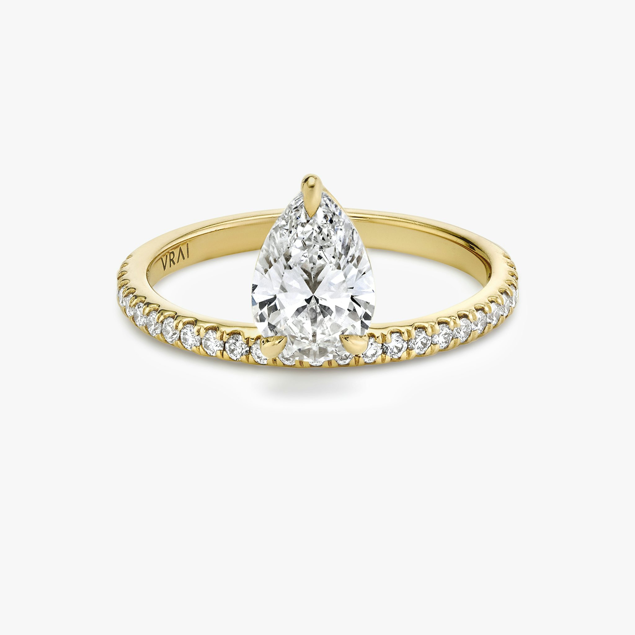 The Hover | Pear | 18k | Yellow Gold | bandAccent: Pavé | diamondOrientation: vertical | caratWeight: other