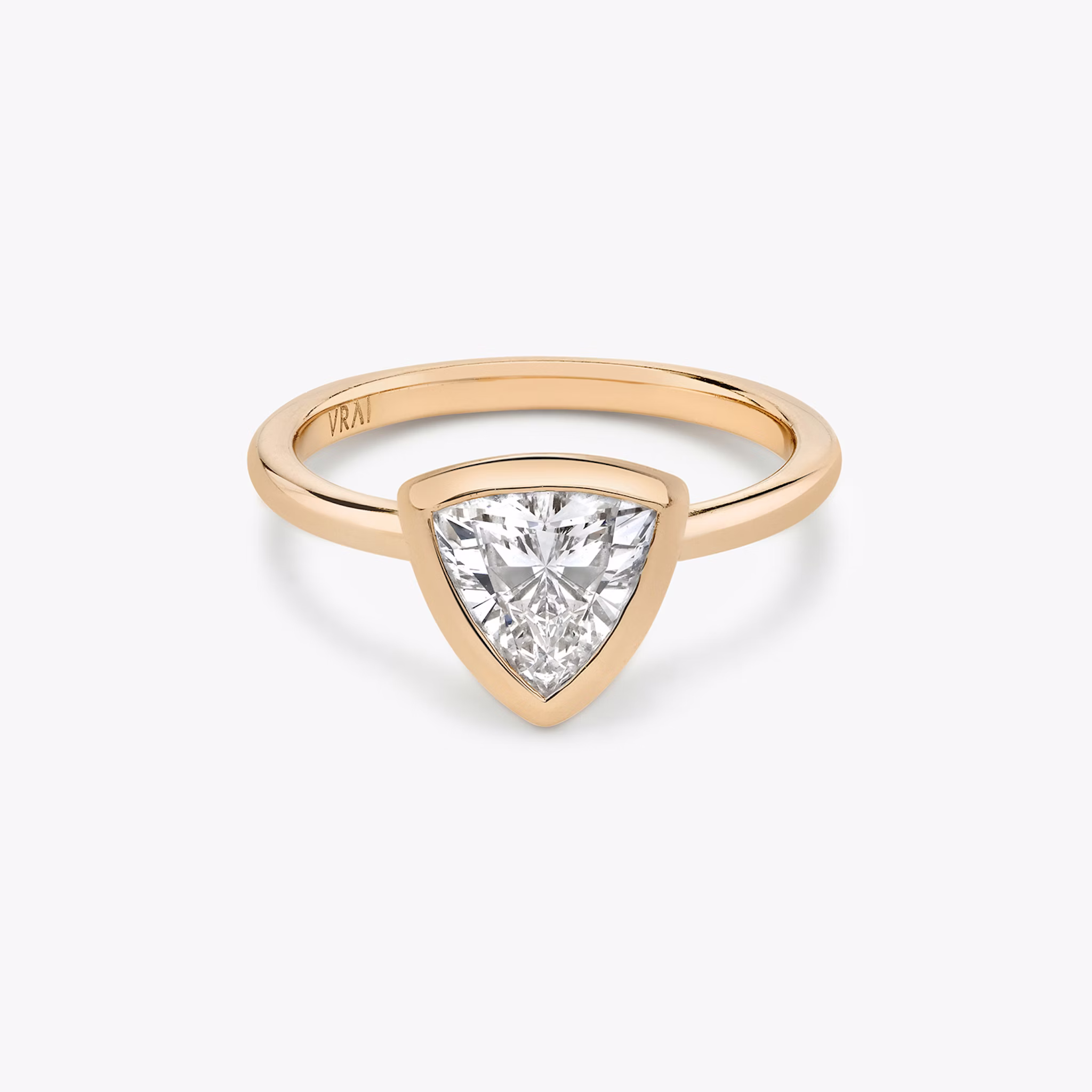 The Signature Bezel | Trillion | 14k | Rose Gold | bandAccent: Plain | diamondOrientation: horizontal | caratWeight: other
