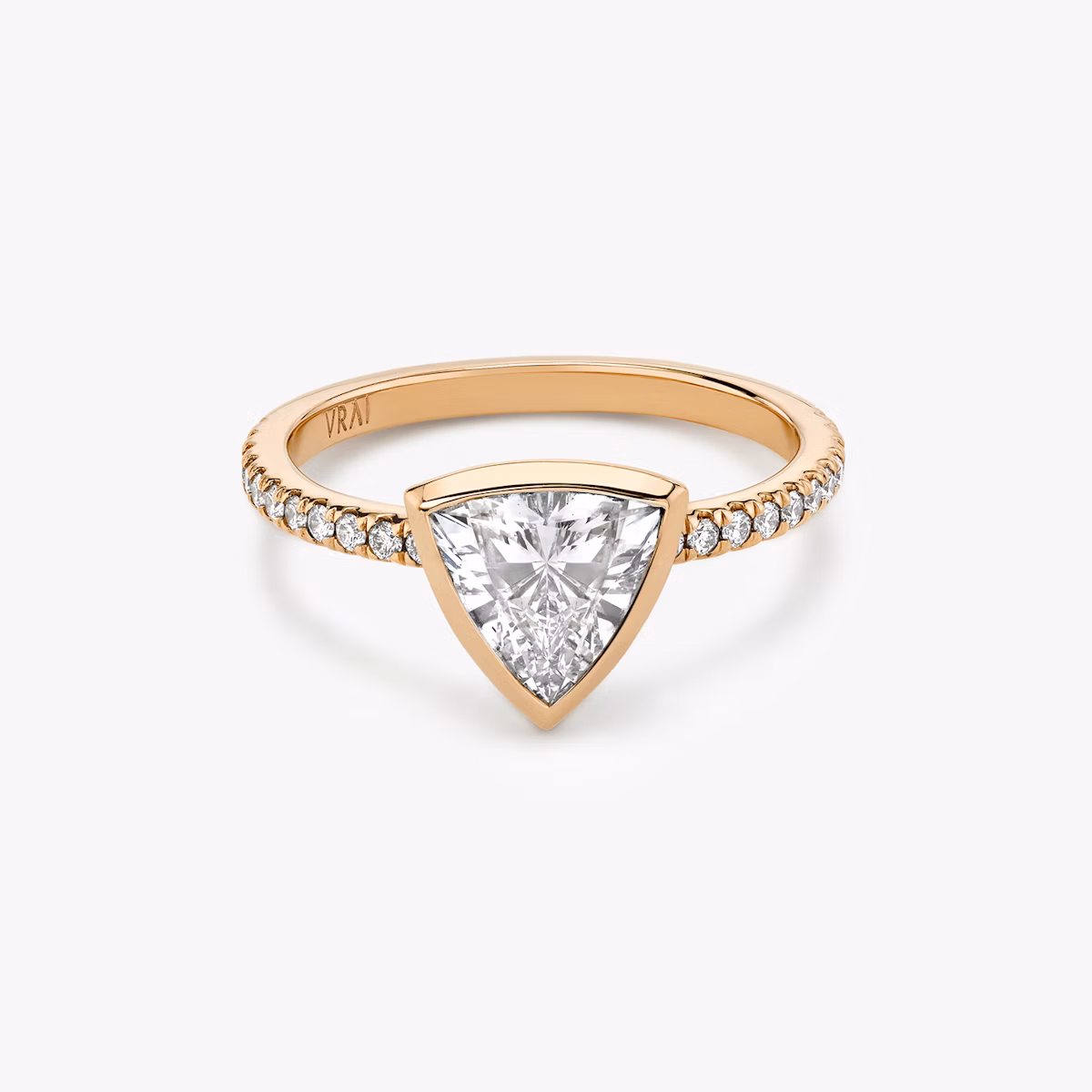 The Signature Bezel | Trillion | 14k | Rose Gold | bandAccent: Pavé | diamondOrientation: vertical | caratWeight: other