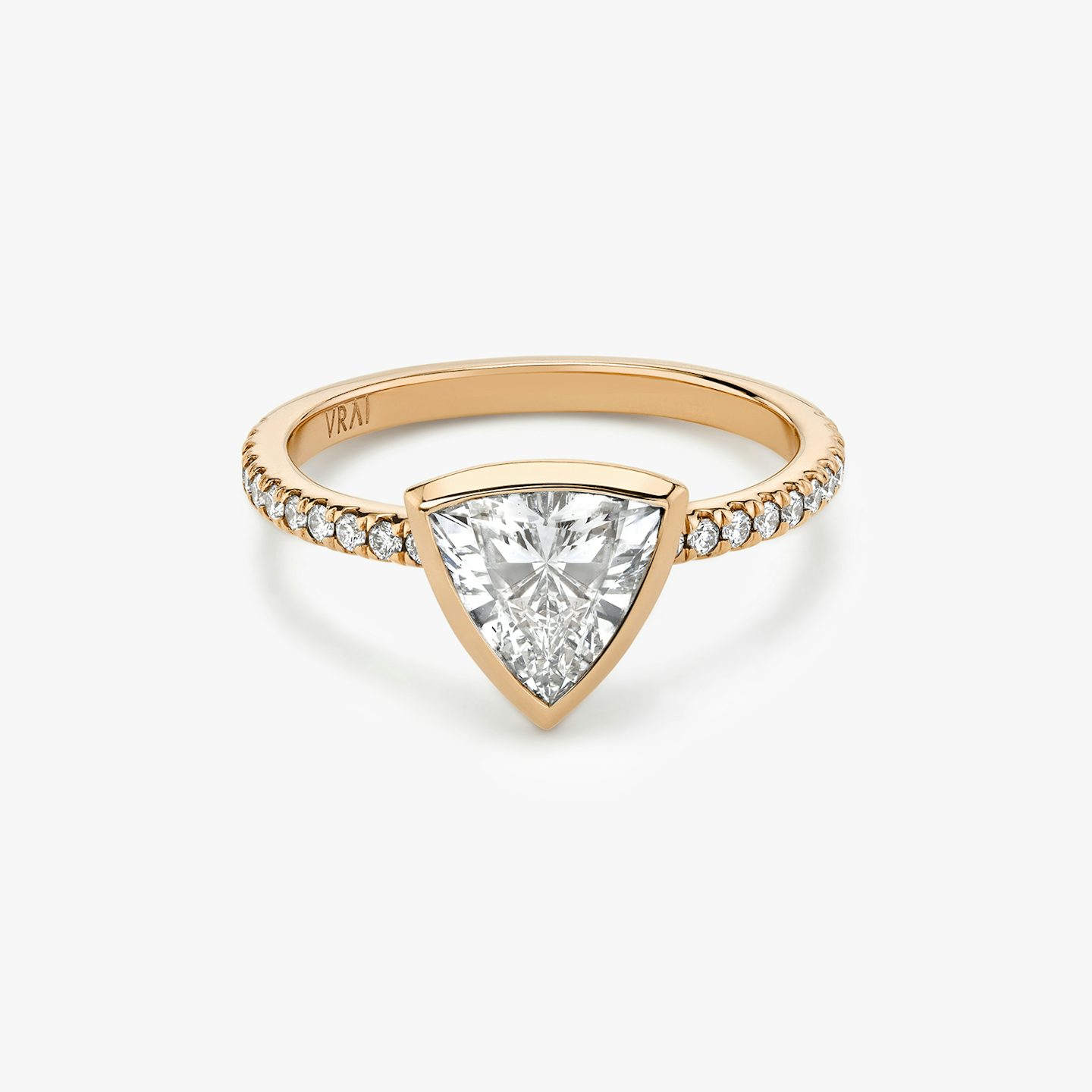 The Signature Bezel | Trillion | 14k | Rose Gold | bandAccent: Pavé | diamondOrientation: vertical | caratWeight: other