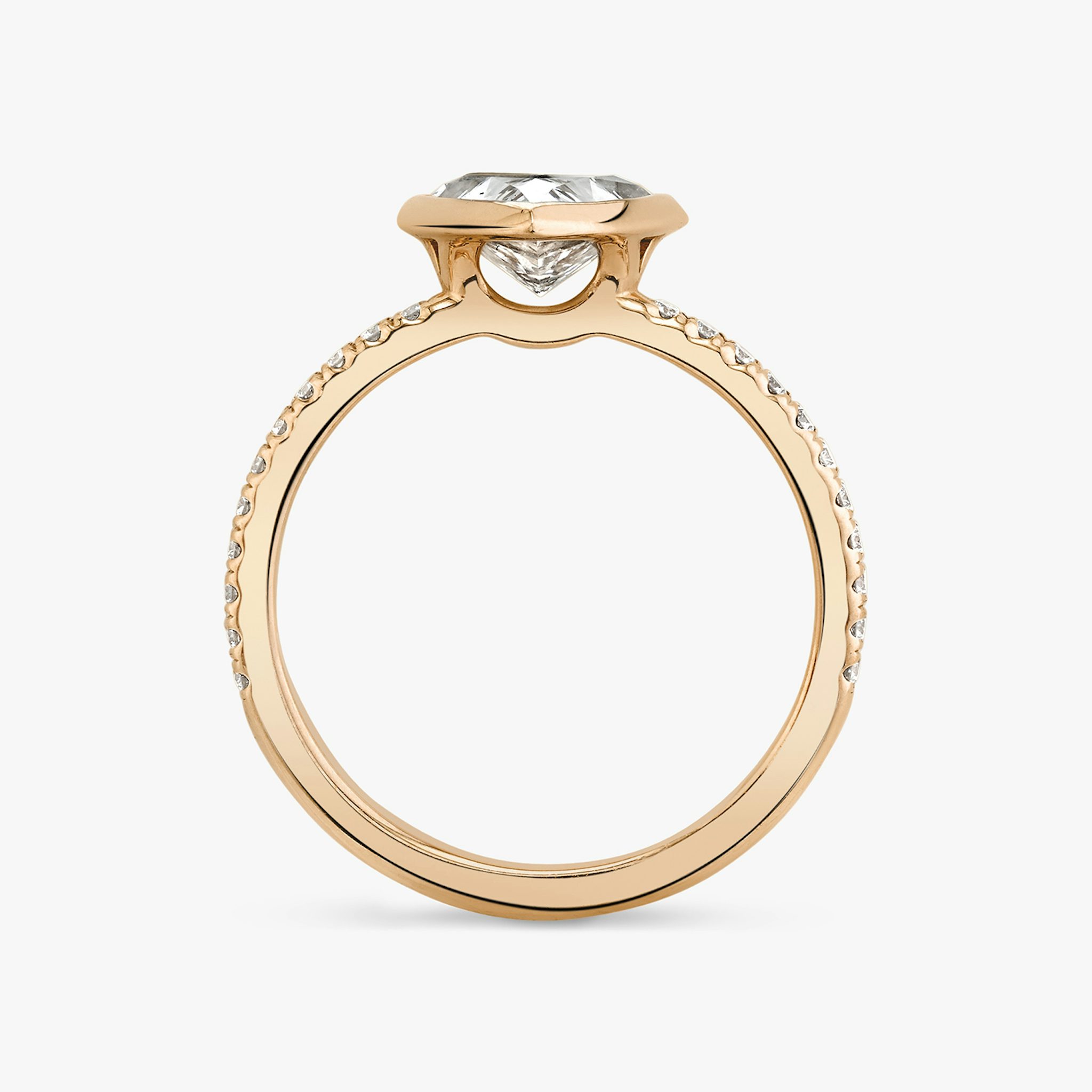 The Signature Bezel | Trillion | 14k | Rose Gold | bandAccent: Pavé | diamondOrientation: horizontal | caratWeight: other