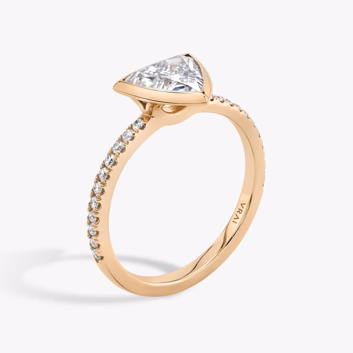 The Signature Bezel | Trillion | 14k | Rose Gold | bandAccent: Pavé | diamondOrientation: vertical | caratWeight: other