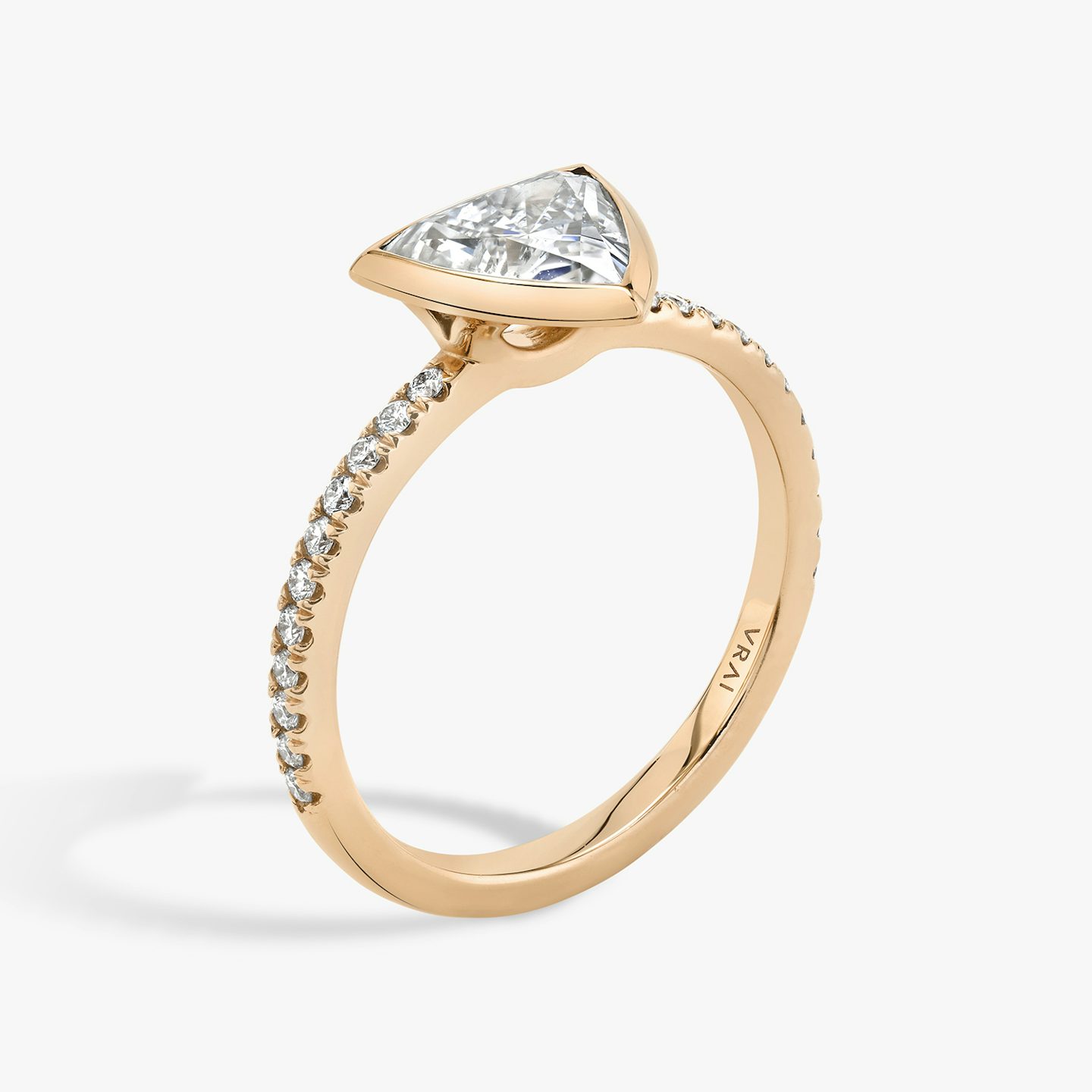 The Signature Bezel | Trillion | 14k | Rose Gold | bandAccent: Pavé | diamondOrientation: vertical | caratWeight: other