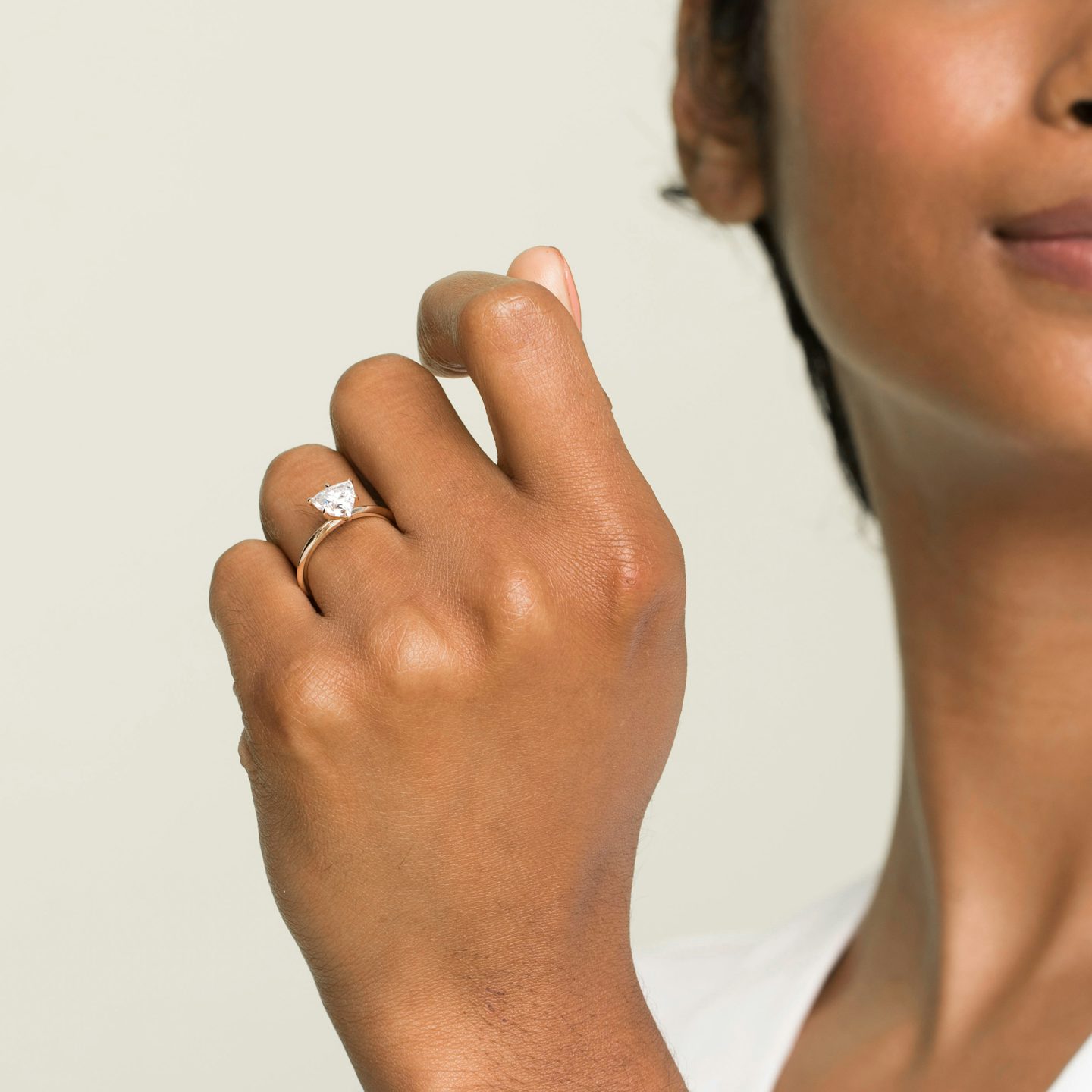 The Knife-Edge | Trillion | 14k | Rose Gold | bandAccent: Plain | hiddenHalo: no | diamondOrientation: vertical | caratWeight: other