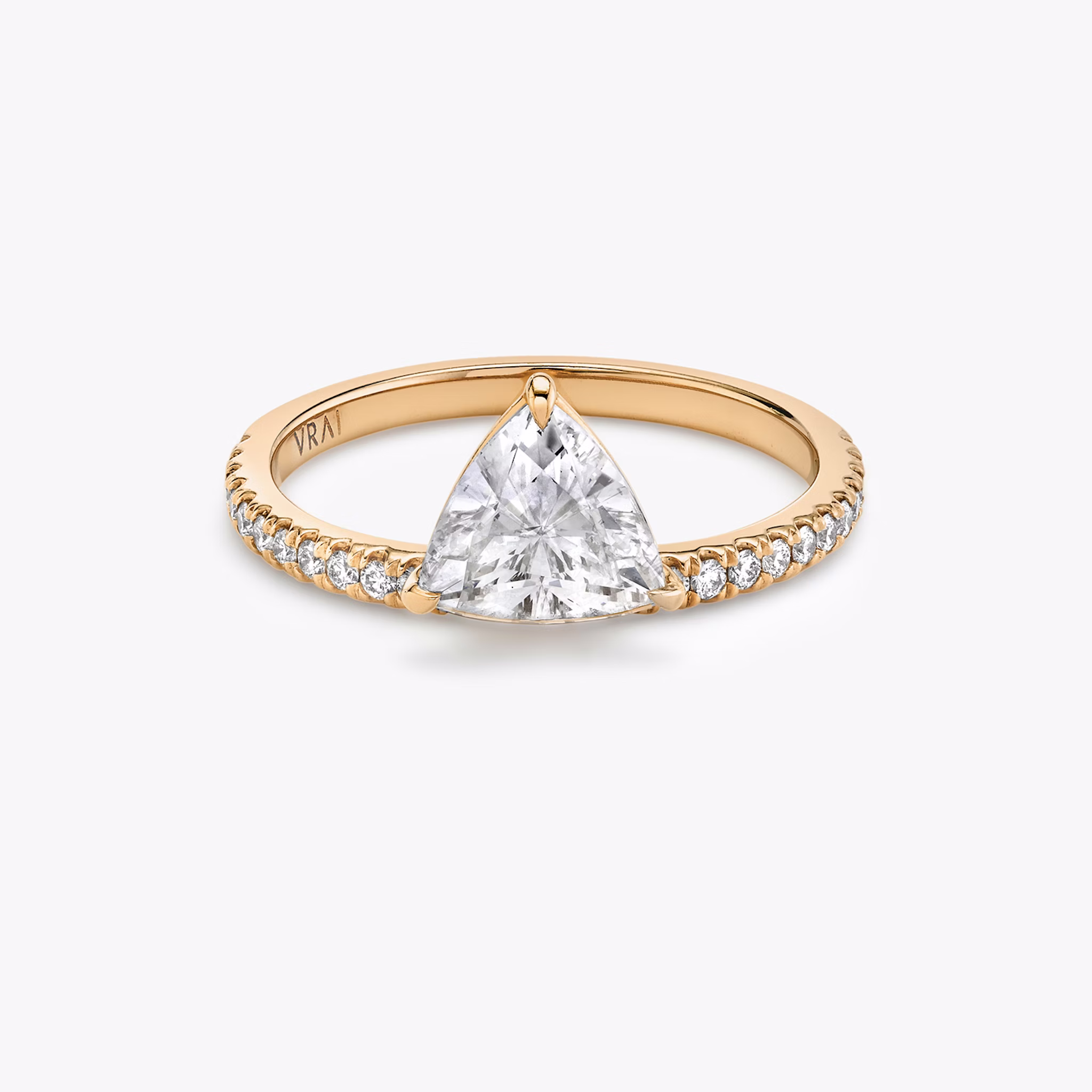 The Hover | Trillion | 14k | Rose Gold | bandAccent: Pavé | diamondOrientation: vertical | caratWeight: other