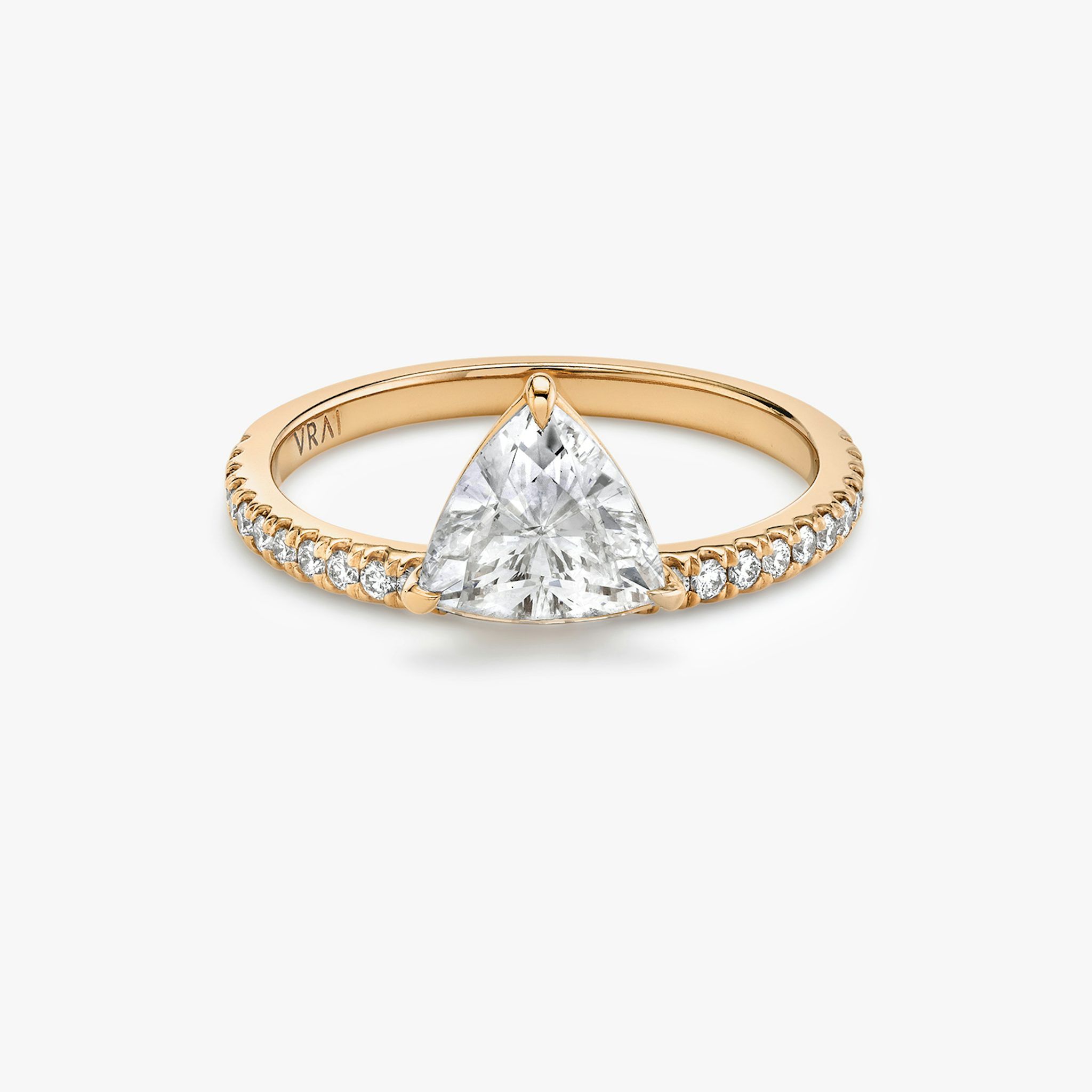 The Hover | Trillion | 14k | Rose Gold | bandAccent: Pavé | diamondOrientation: vertical | caratWeight: other
