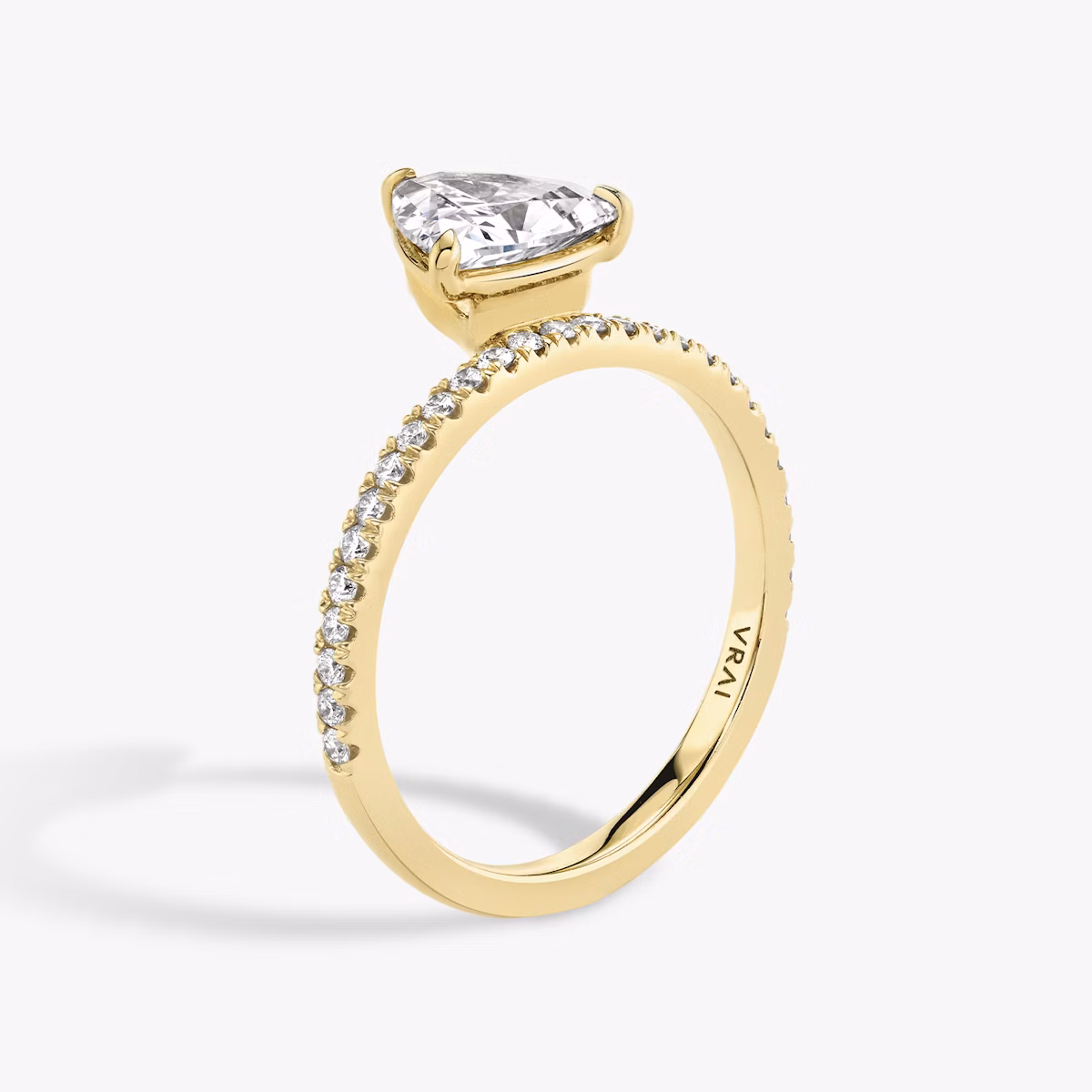 The Hover | Trillion | 18k | Yellow Gold | bandAccent: Pavé | diamondOrientation: vertical | caratWeight: other