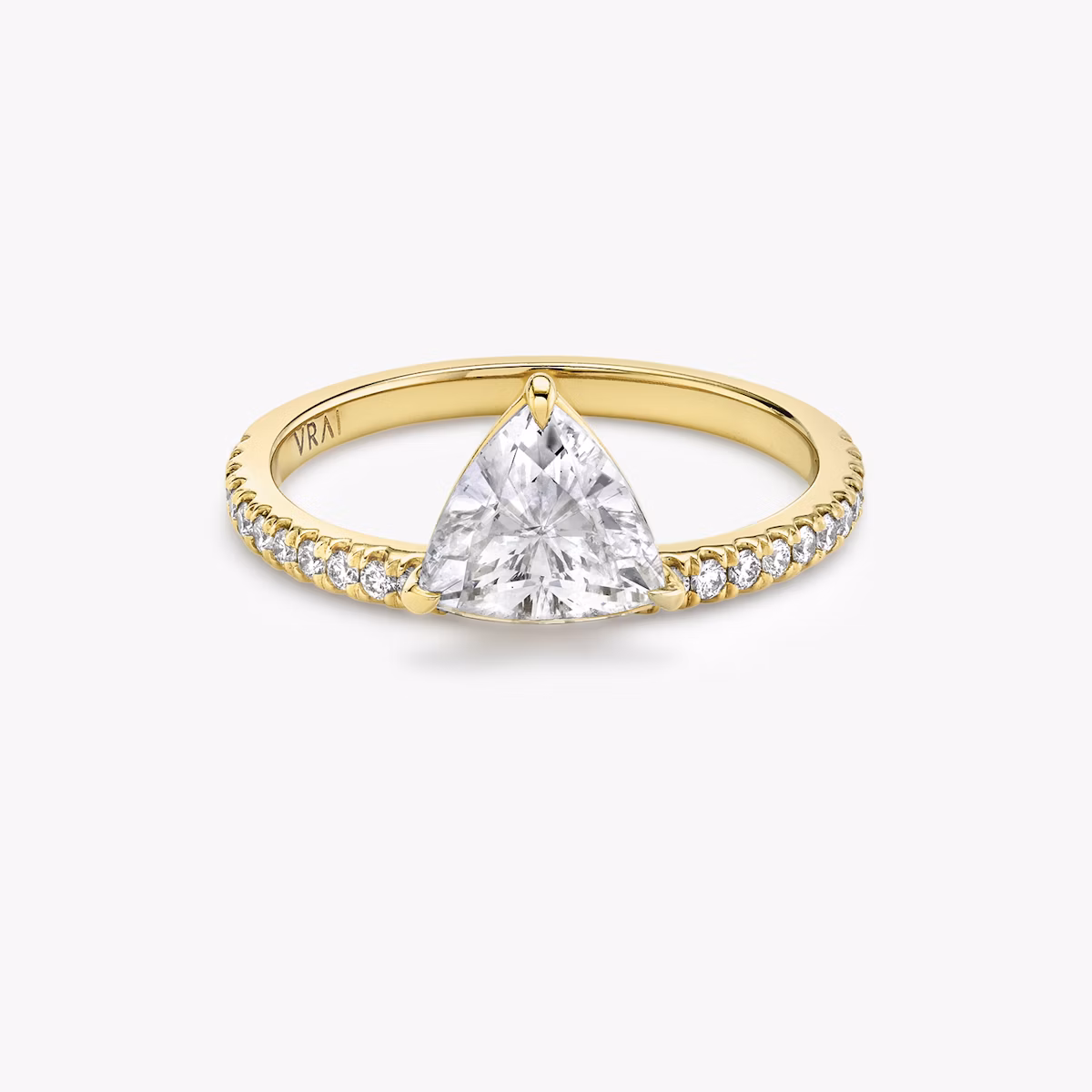 The Hover | Trillion | 18k | Yellow Gold | bandAccent: Pavé | diamondOrientation: vertical | caratWeight: other