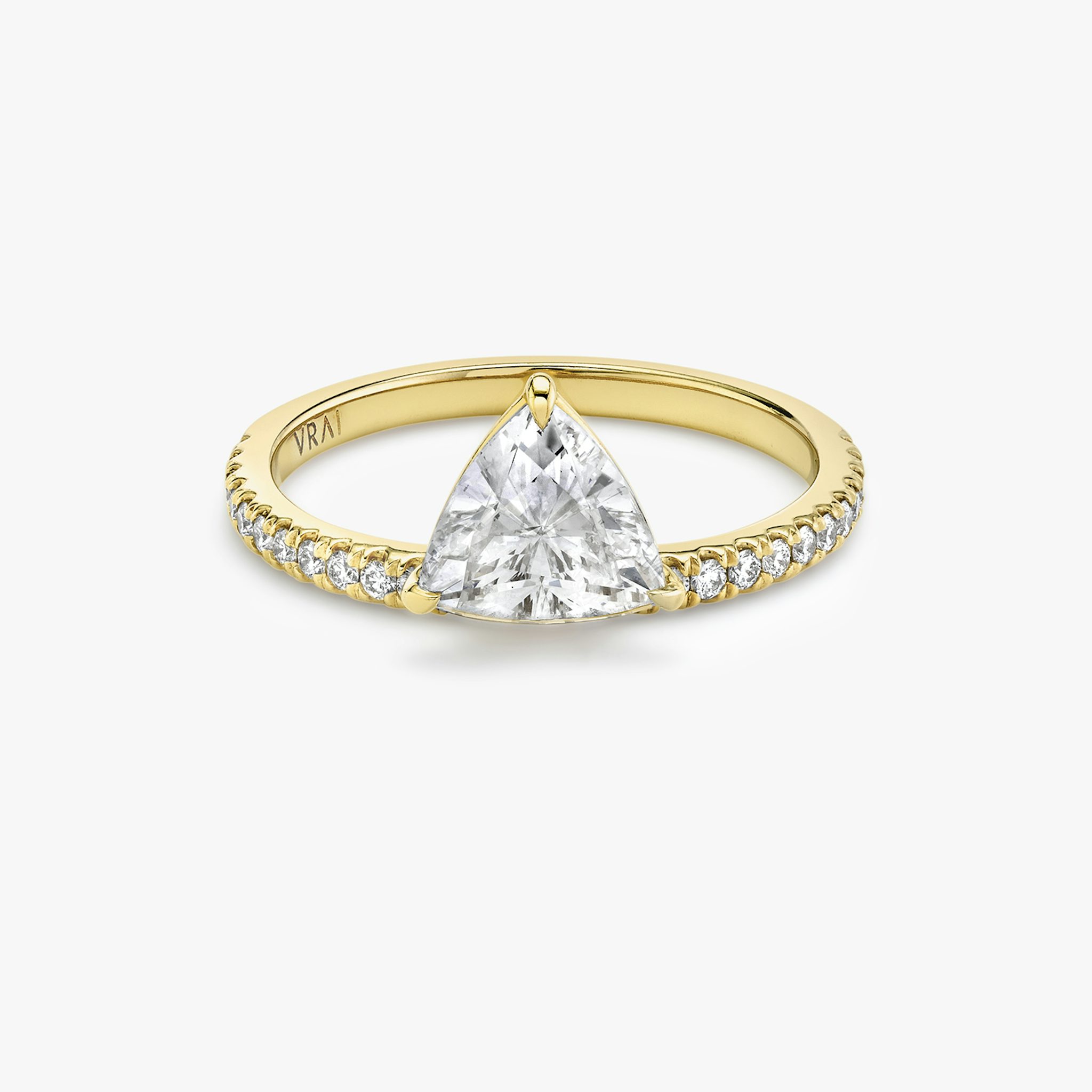 The Hover | Trillion | 18k | Yellow Gold | bandAccent: Pavé | diamondOrientation: vertical | caratWeight: other